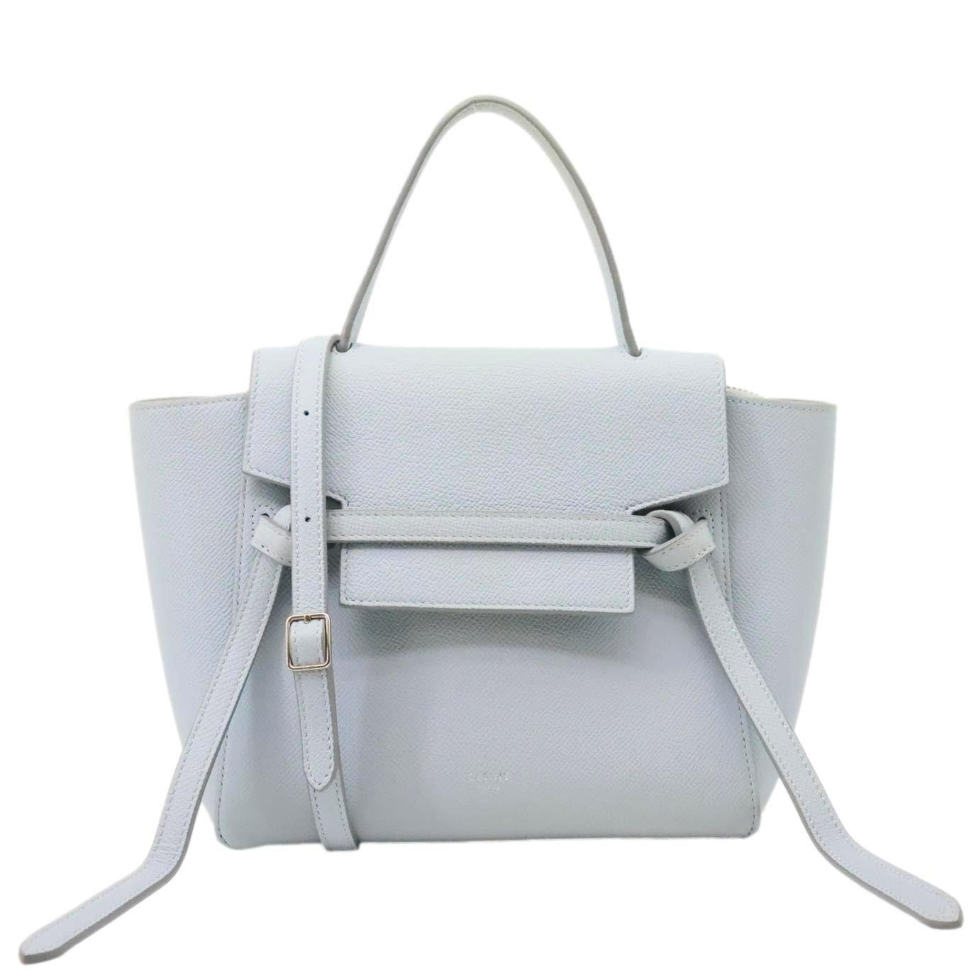 CELINE Nano Belt Grained Leather Shoulder Bag Light Blue