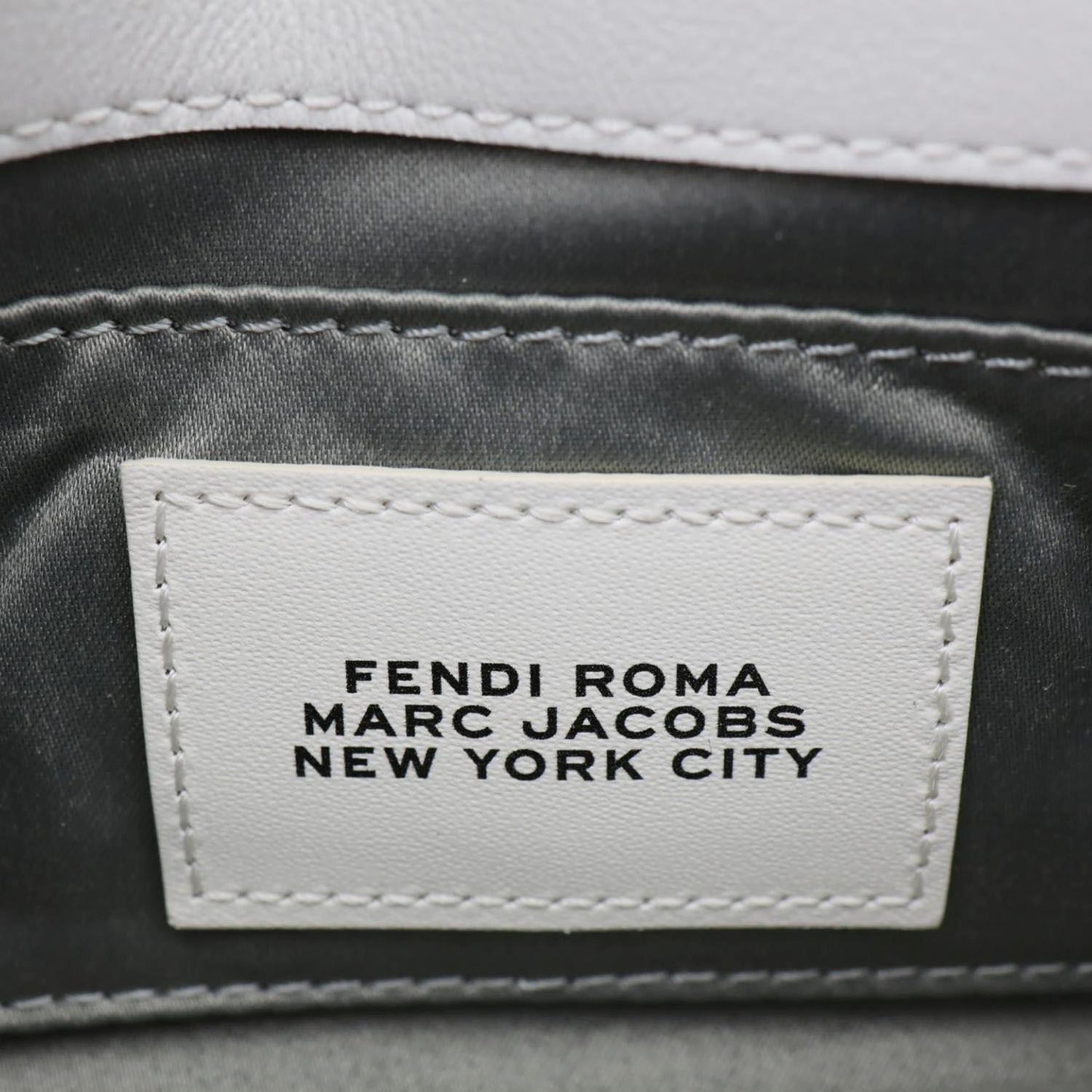 FENDI x Marc Jacobs Bow Printed Leather Baguette Bag Off White