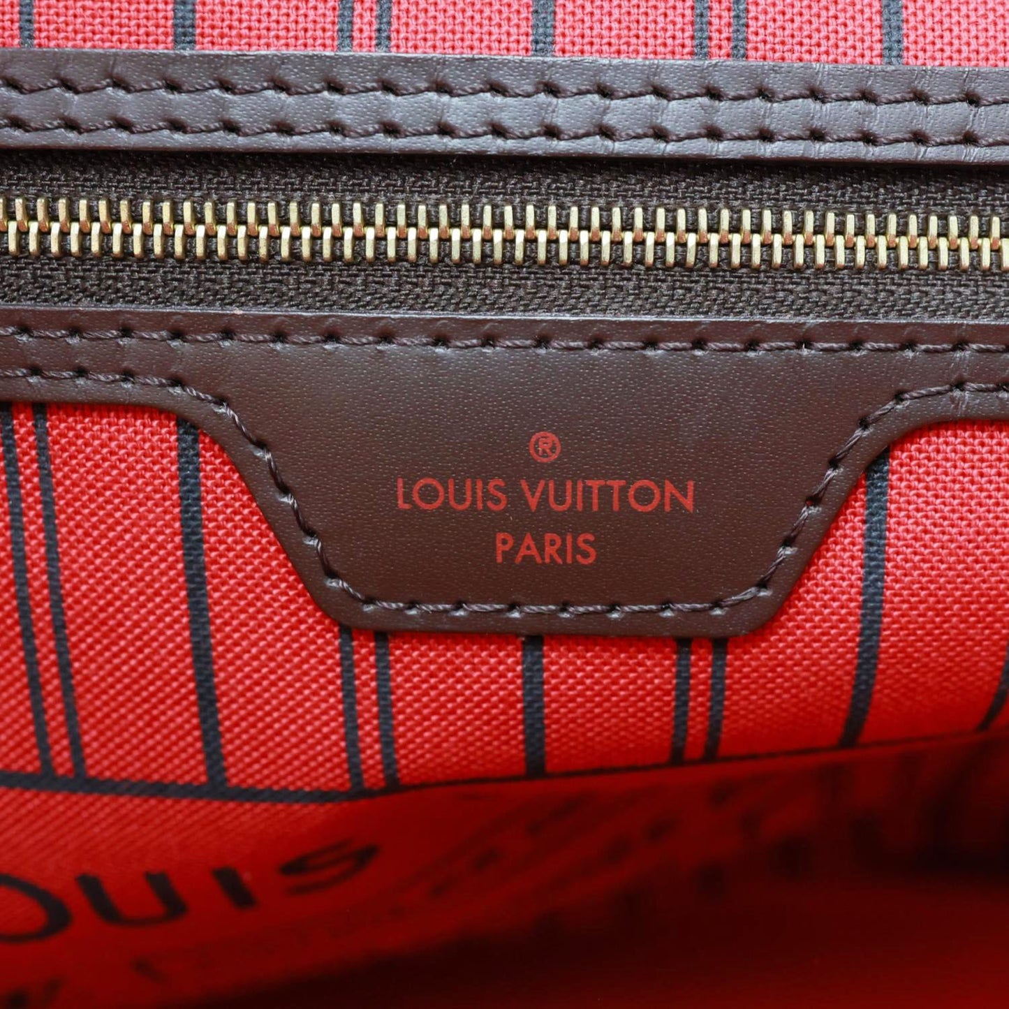LOUIS VUITTON Neverfull MM Damier Ebene Tote Bag Brown
