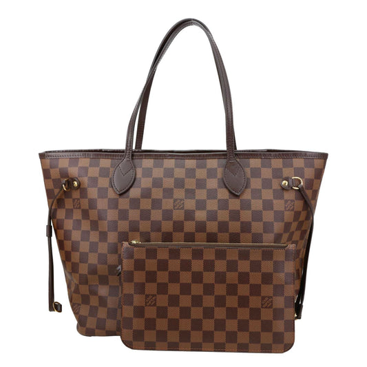 LOUIS VUITTON Neverfull MM Damier Ebene Tote Bag Brown