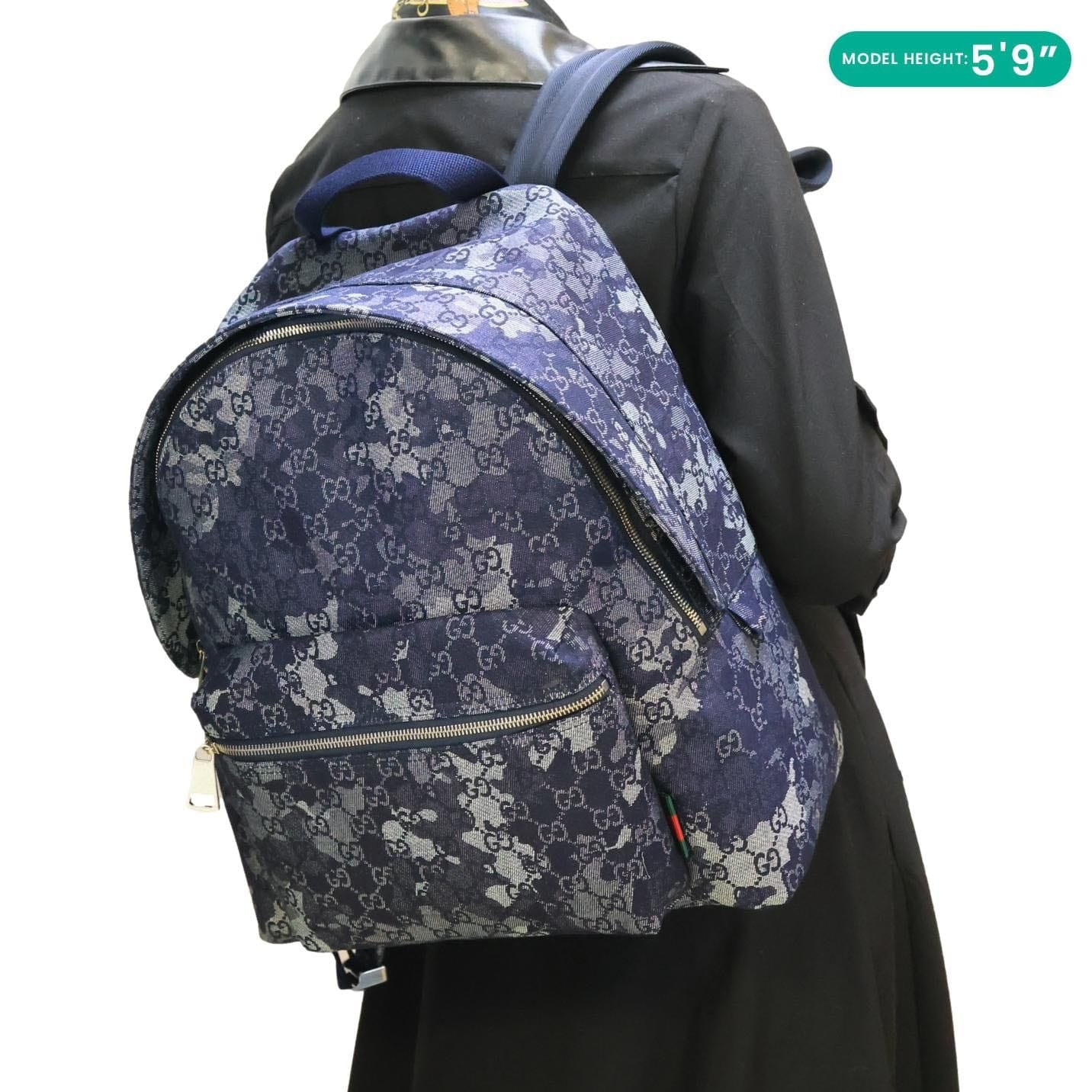 GUCCI GG Denim Backpack Navy Blue 849008