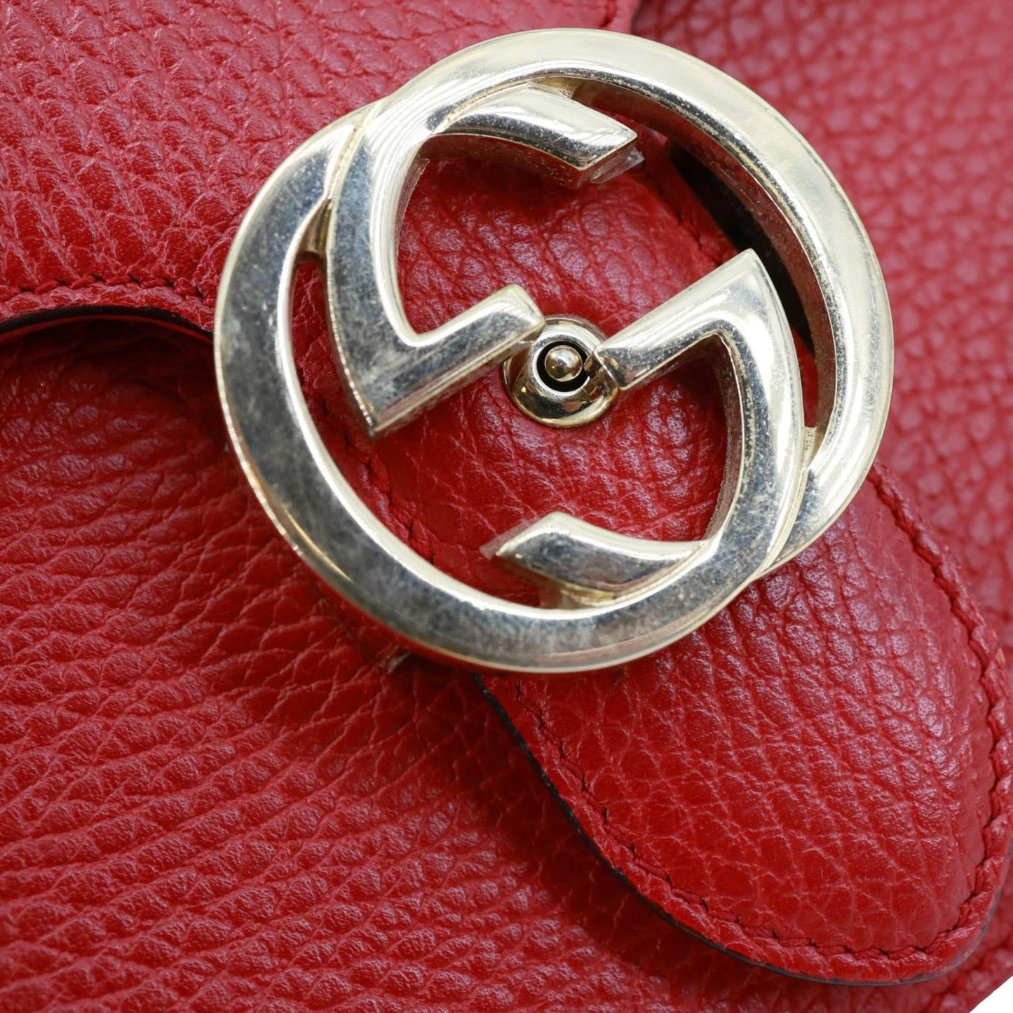 GUCCI Interlocking GG Small Dollar Calfskin Leather Crossbody Bag Red 510304