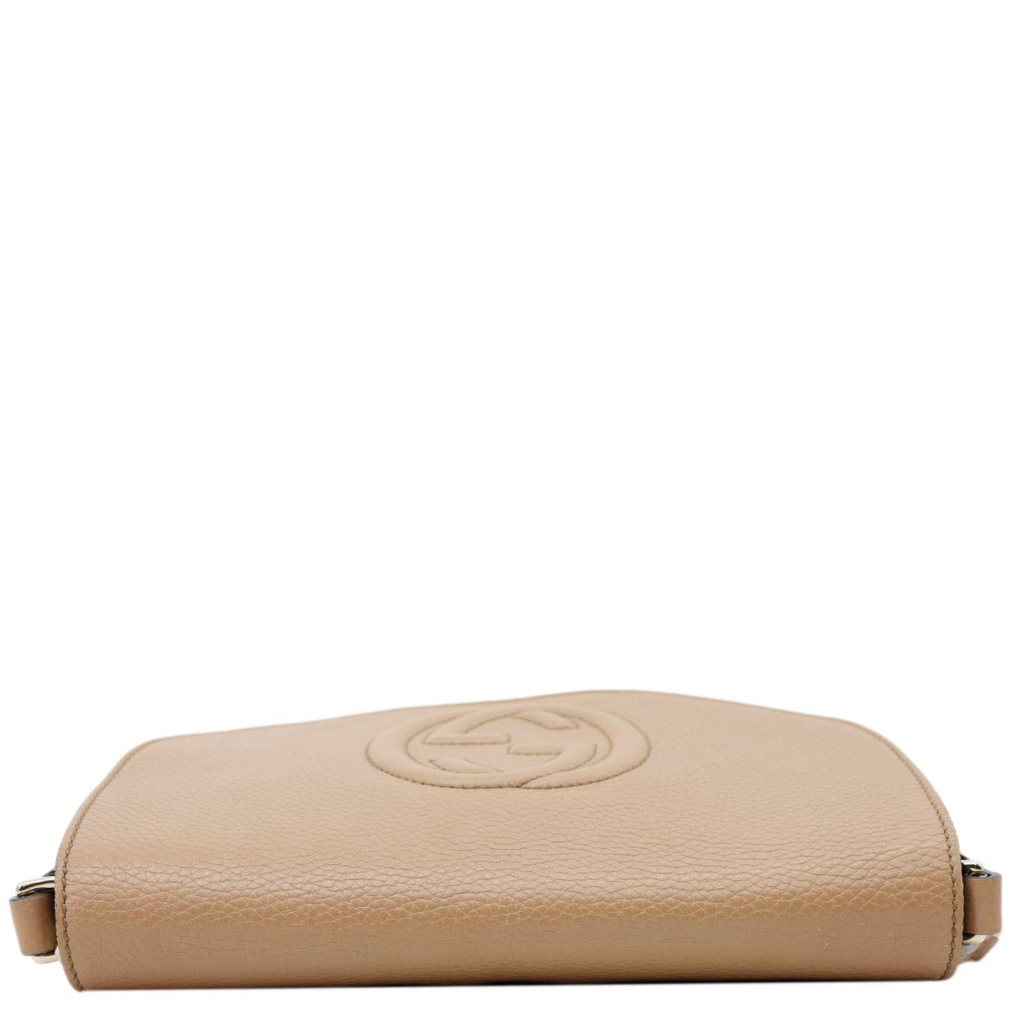 GUCCI Soho Flap Leather Chain Crossbody Bag Beige 536224