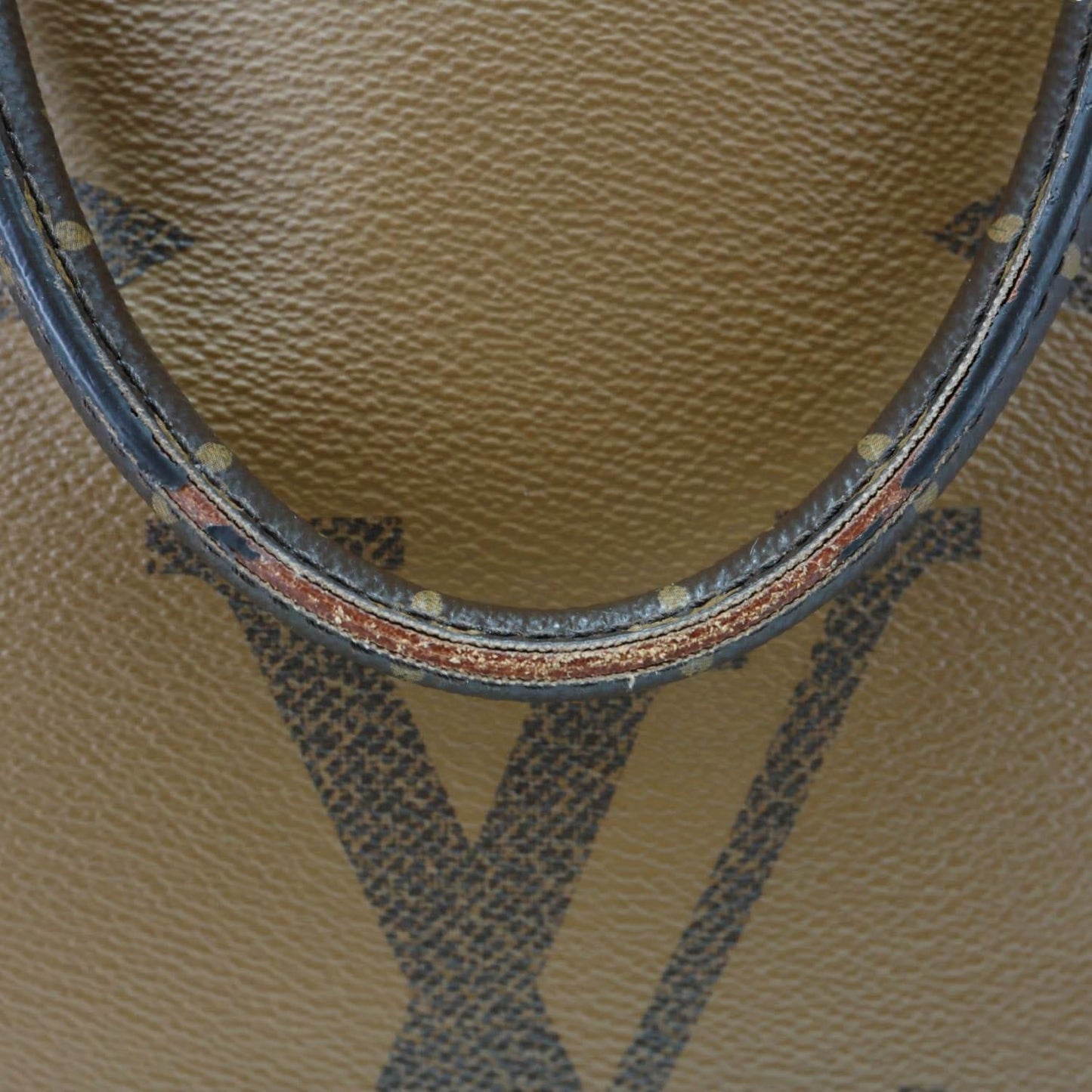 LOUIS VUITTON Onthego GM Giant Monogram Reverse Canvas Tote Shoulder Bag Brown
