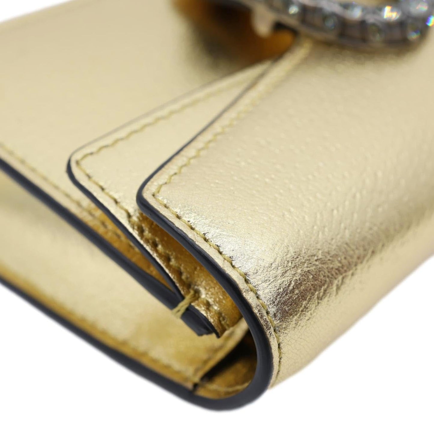 GUCCI Dionysus Super Mini Metallic Leather Crossbody Bag Gold 476432
