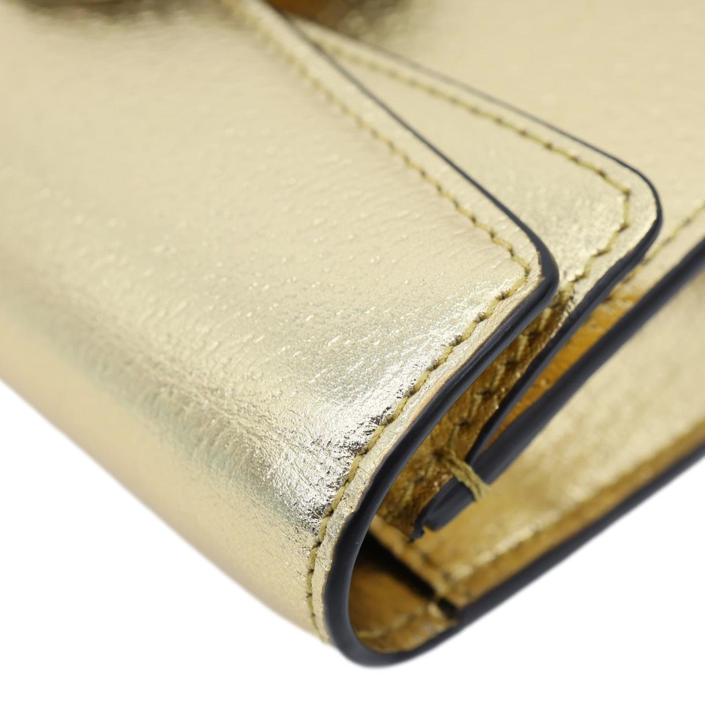 GUCCI Dionysus Super Mini Metallic Leather Crossbody Bag Gold 476432