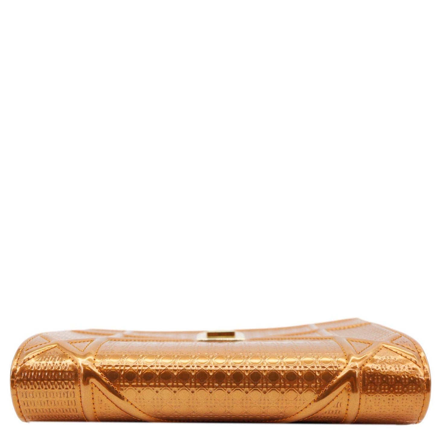 CHRISTIAN DIOR Diorama Micro-Cannage Patent Leather Wallet on Chain Orange