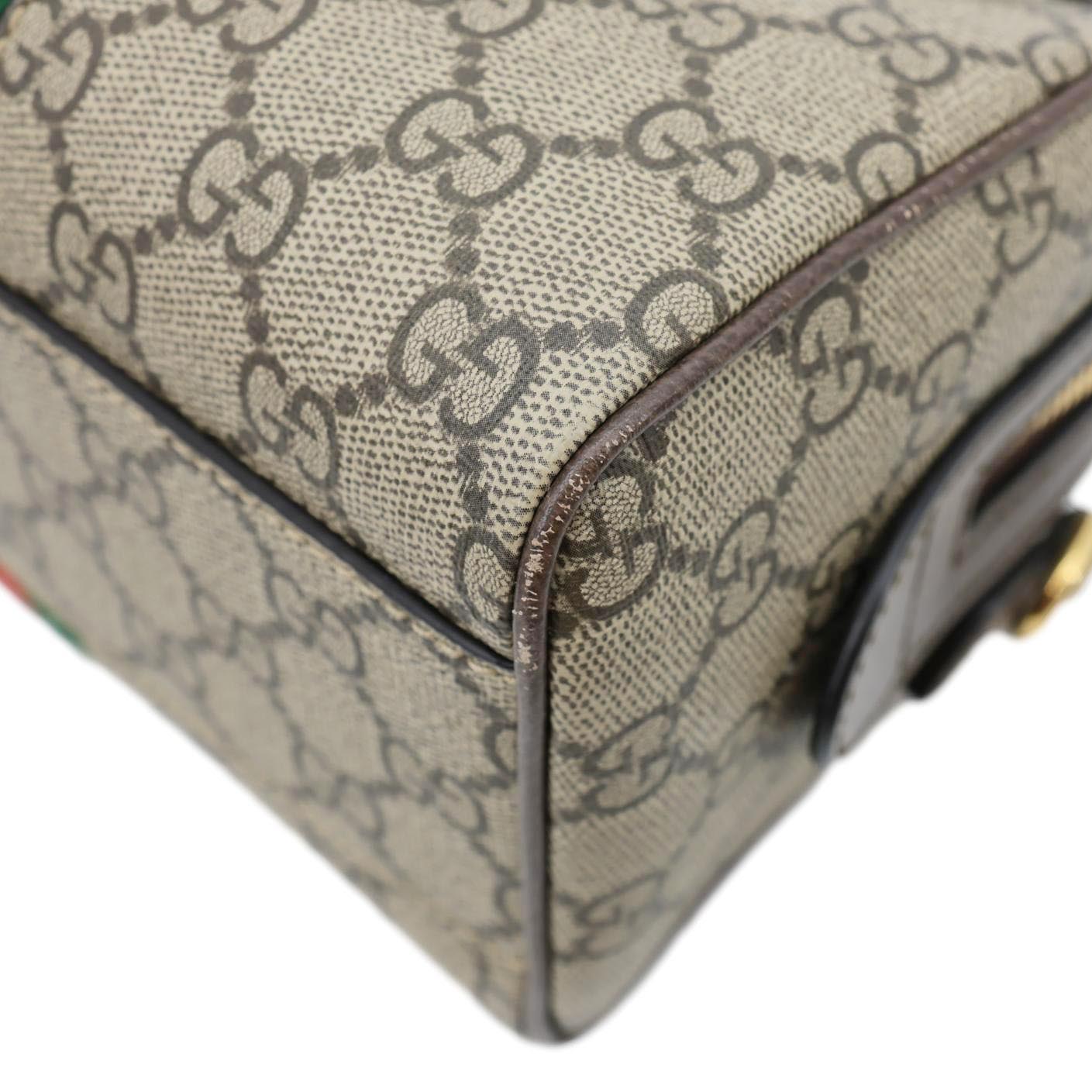 GUCCI Ophidia GG Canvas Dollar Web Top Handle Boston Bag Beige 772053