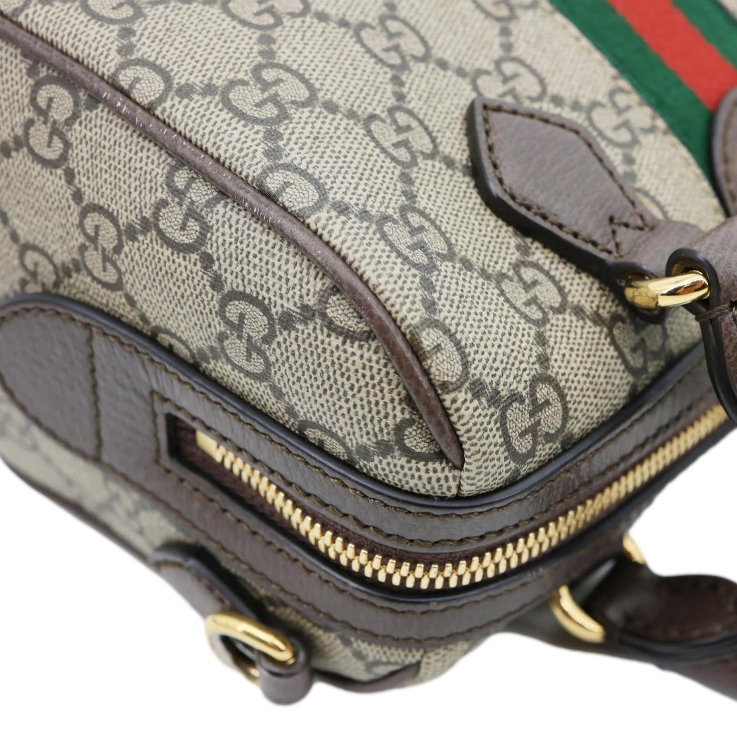 GUCCI Ophidia GG Canvas Dollar Web Top Handle Boston Bag Beige 772053