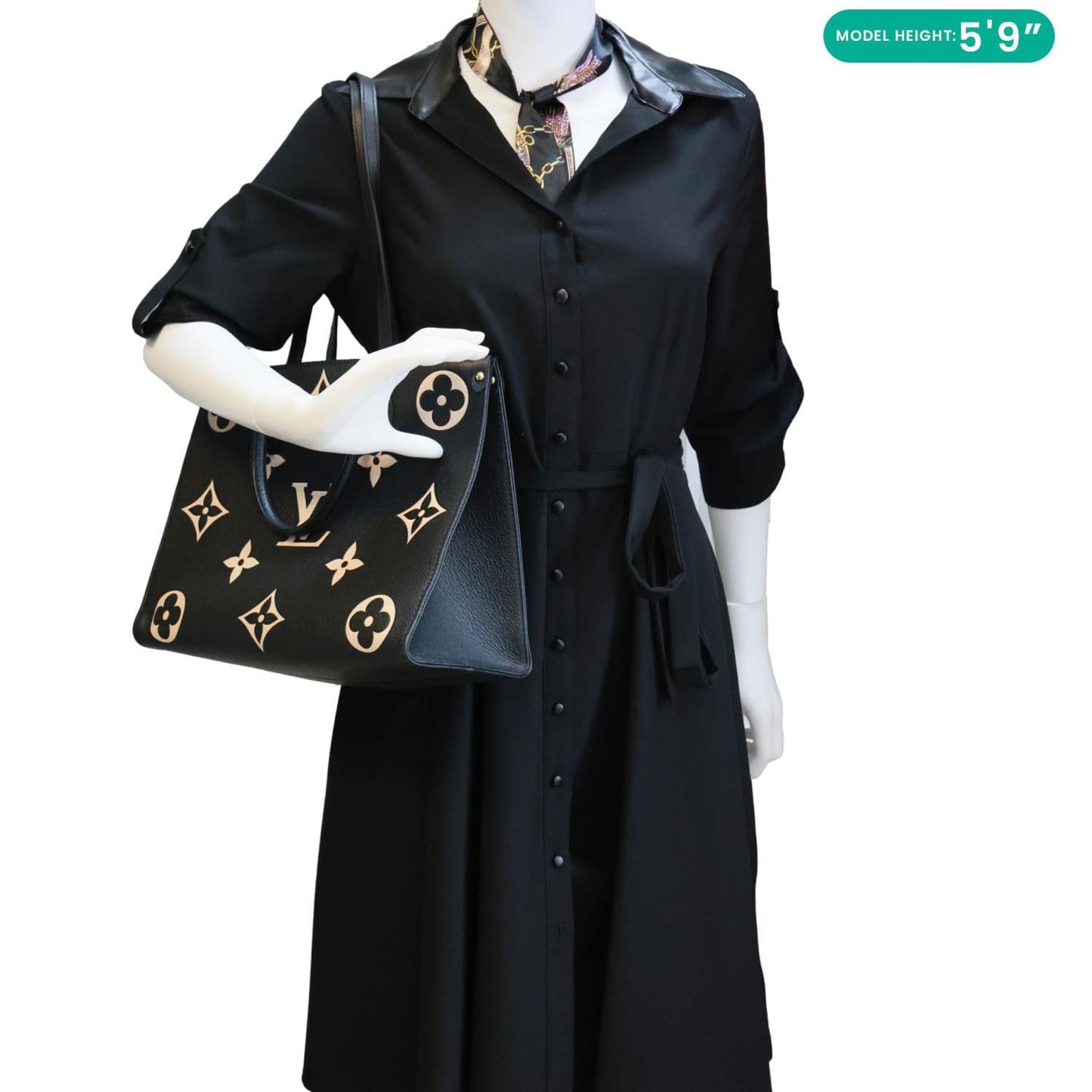 LOUIS VUITTON Onthego MM Giant Monogram Empreinte Leather Tote Bag Bicolor