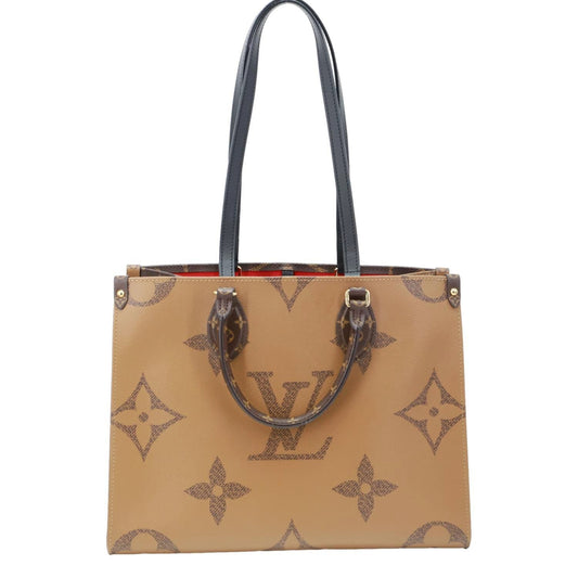 LOUIS VUITTON Onthego MM Reverse Monogram Giant Canvas Tote Bag Brown