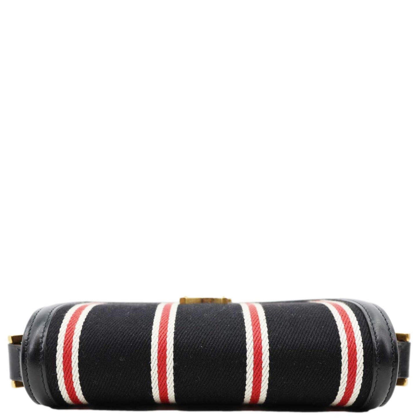 YVES SAINT LAURENT Solferino Striped Canvas Shoulder Bag Black