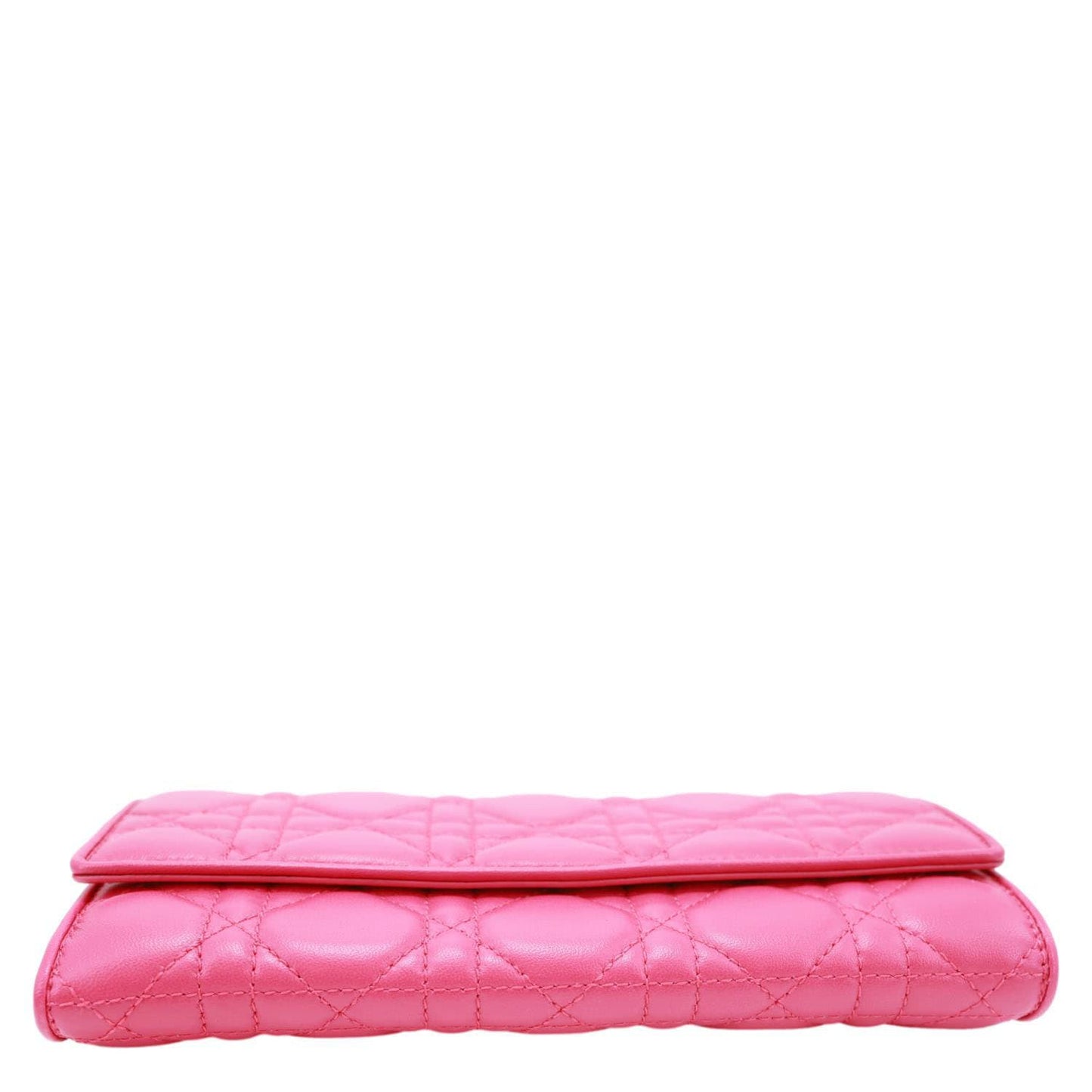 CHRISTIAN DIOR Lady Dior Quilted Cannage Leather Wallet On Chain Pink