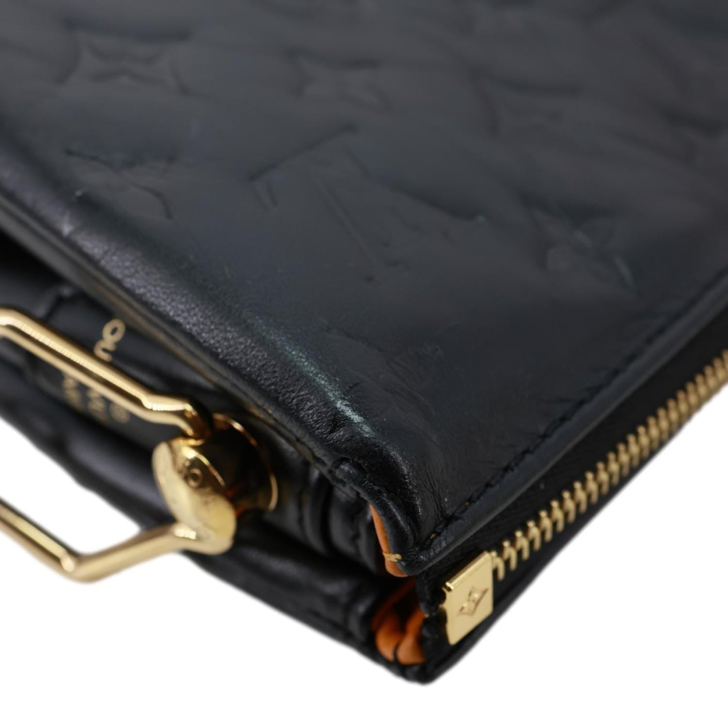 LOUIS VUITTON Coussin MM Monogram Embossed Leather Shoulder Bag Black