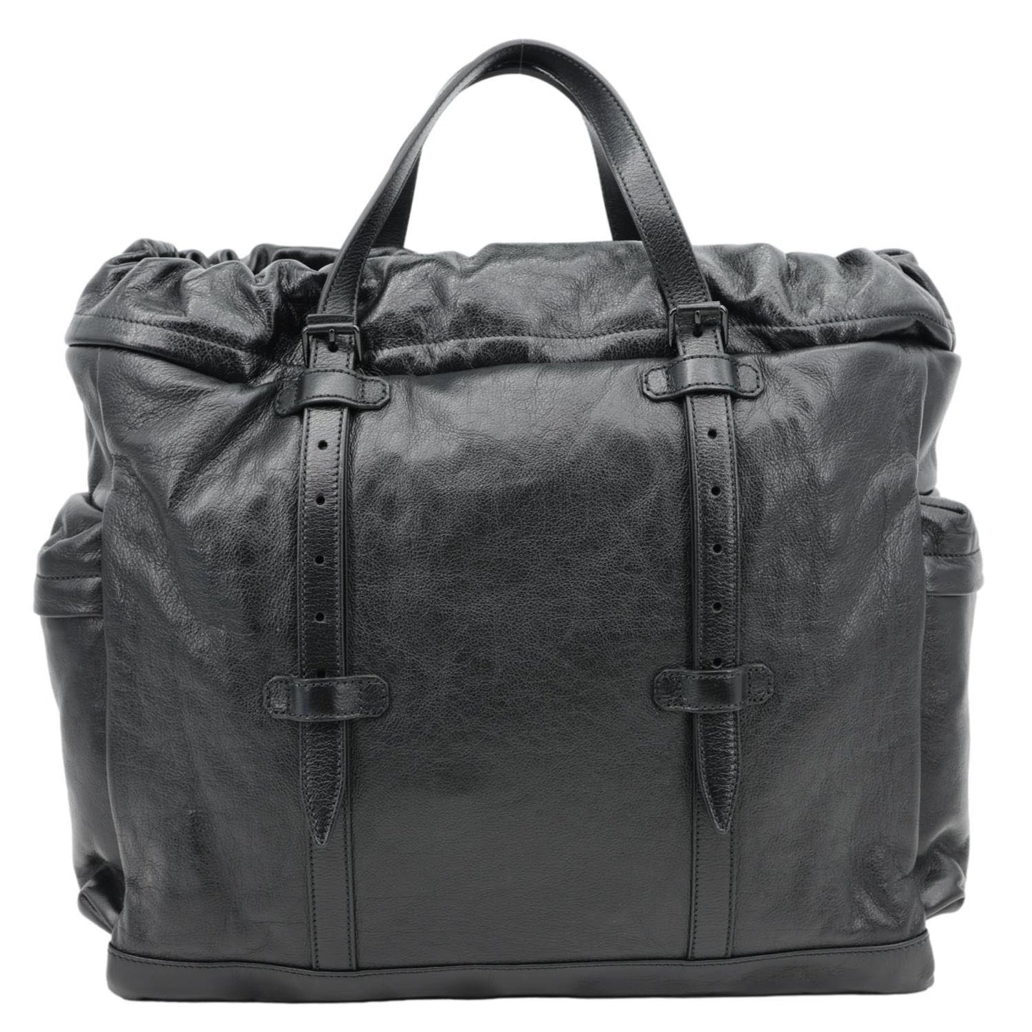 GUCCI Piuma Monochrome Leather Drawstring Bag Black 725664
