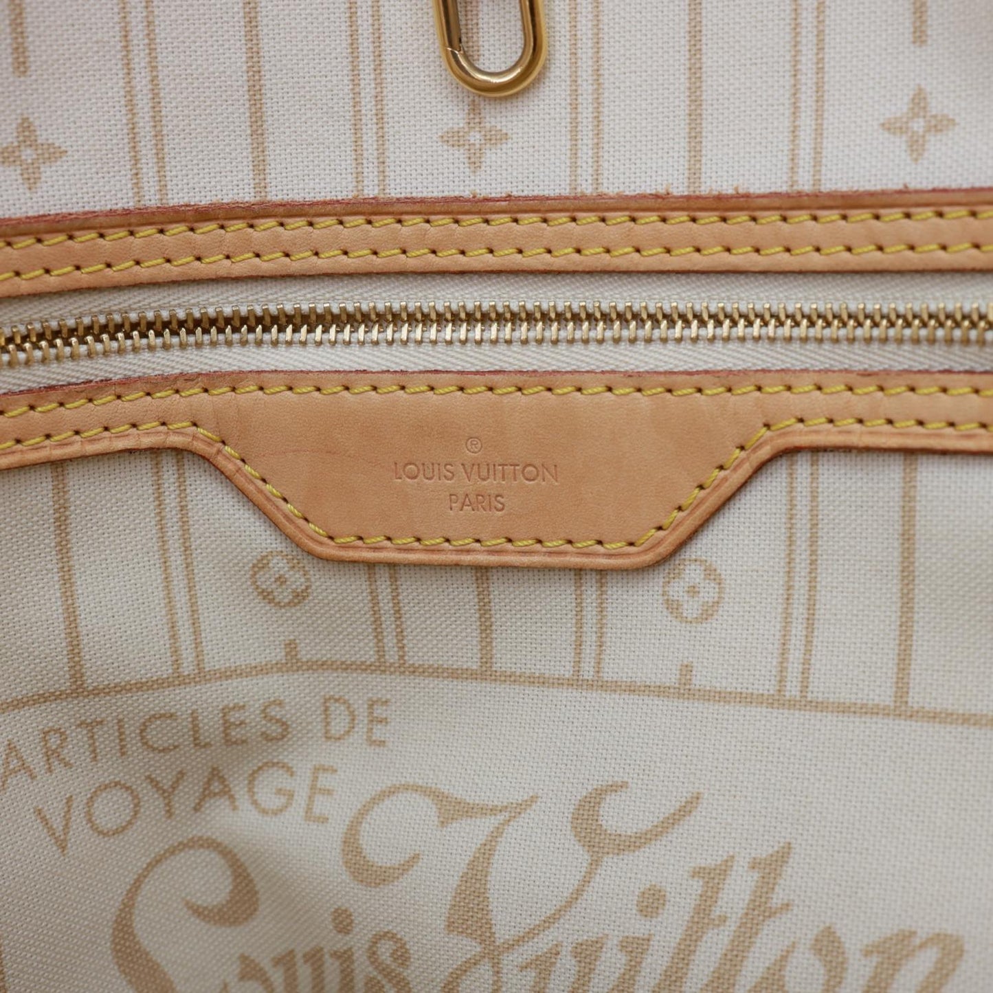 LOUIS VUITTON Neverfull MM Damier Azur Shoulder Bag White