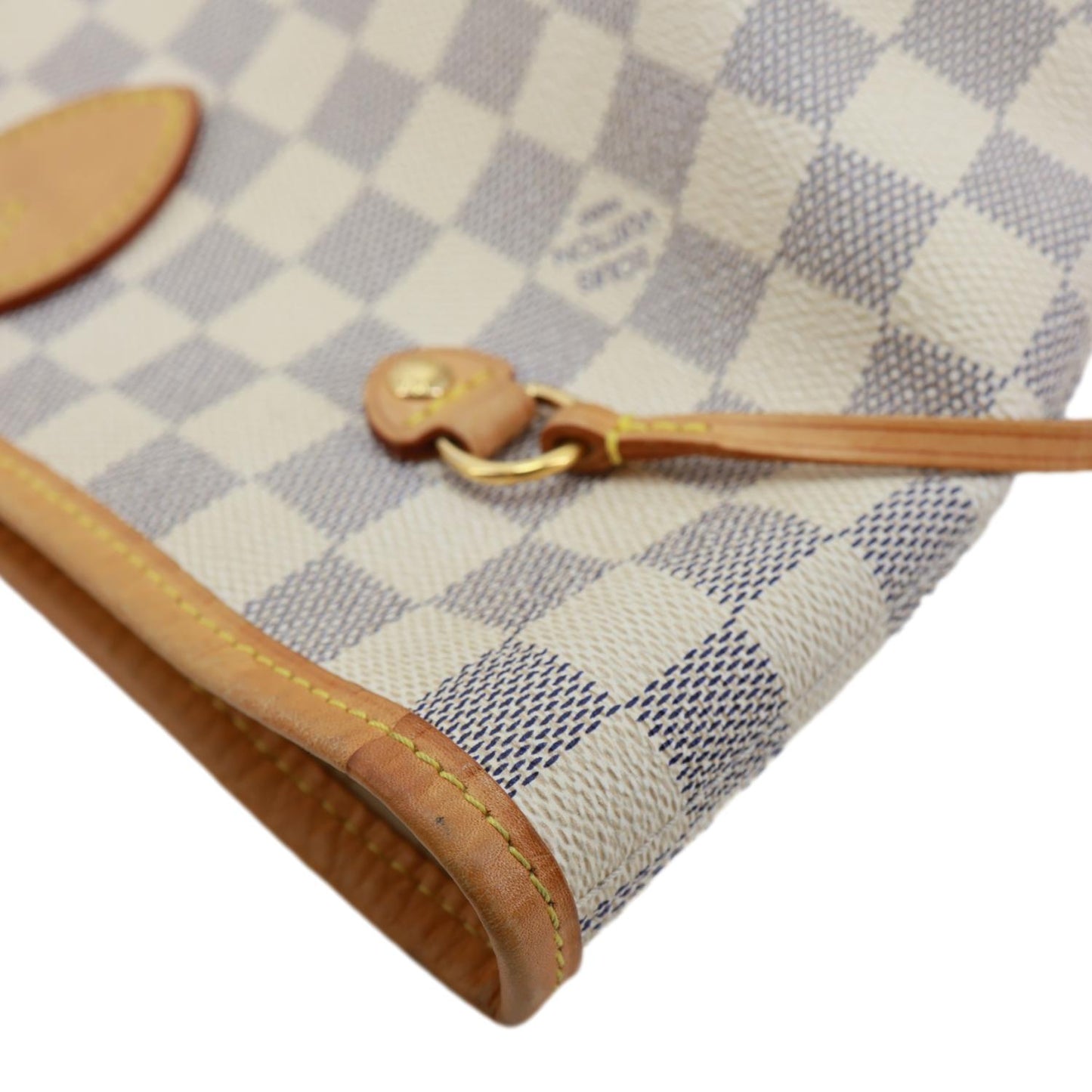 LOUIS VUITTON Neverfull MM Damier Azur Shoulder Bag White