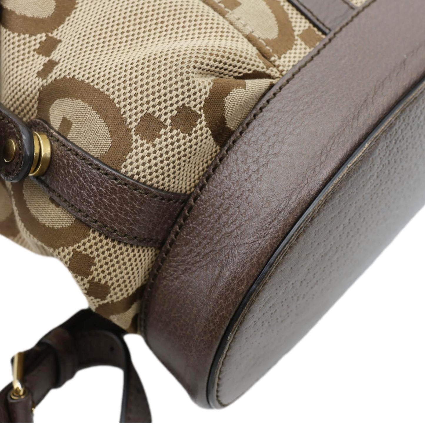 GUCCI Jumbo Double Buckle Dollar Web GG Canvas Backpack Beige 678829