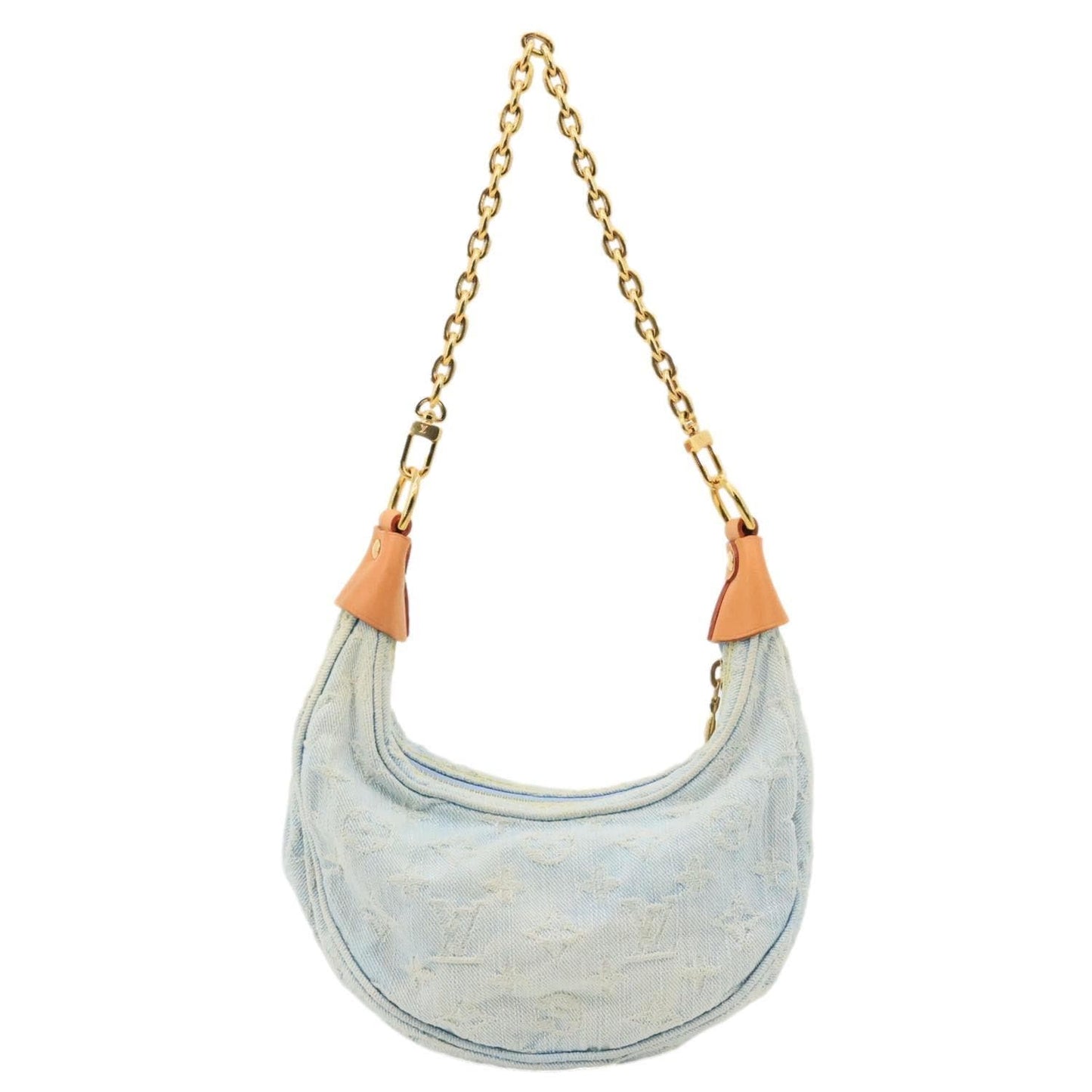 LOUIS VUITTON Loop Monogram Denim Shoulder Bag Light Blue