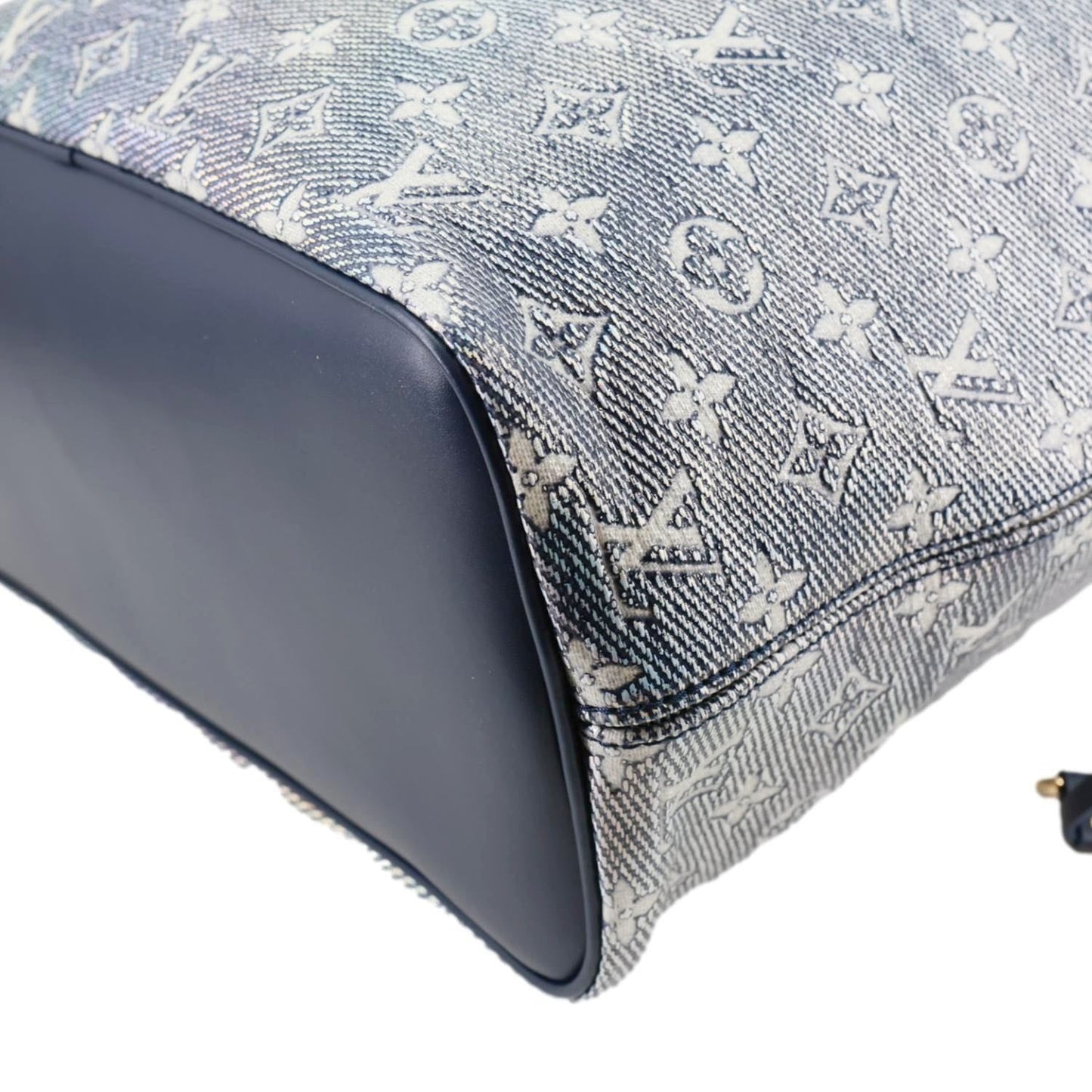 LOUIS VUITTON Neverfull MM Monoglam Jacquard Tote Bag Navy Blue