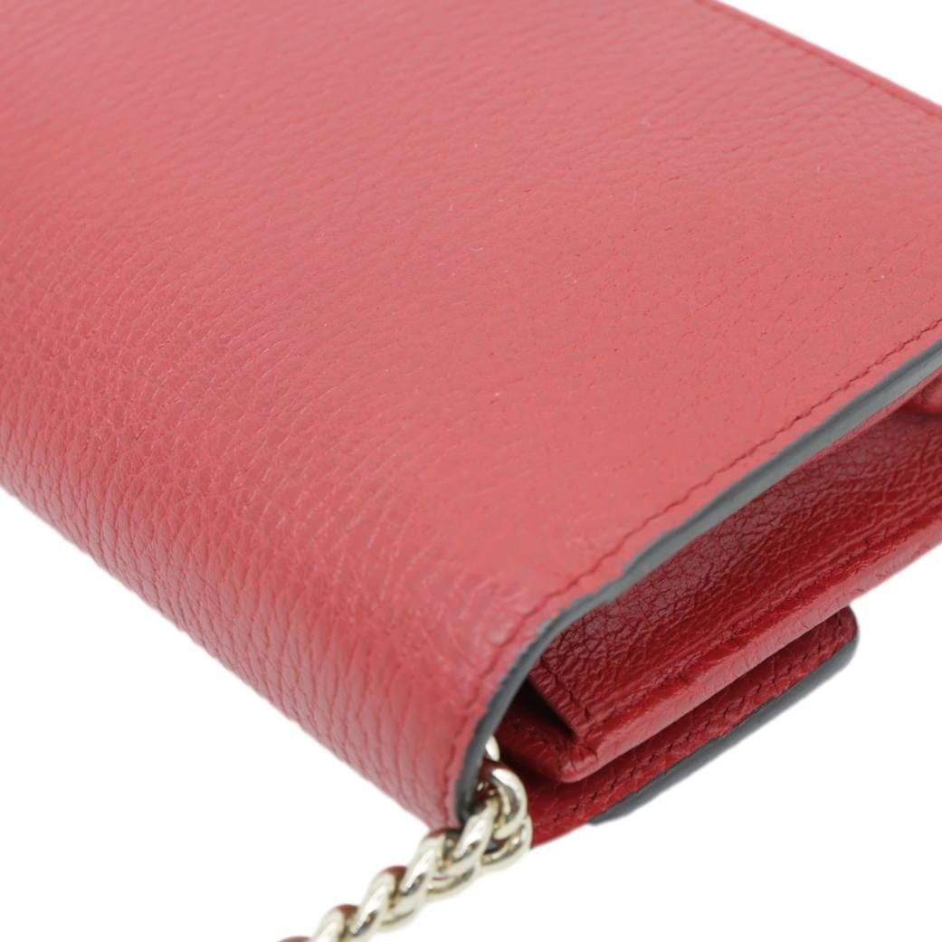 GUCCI Dollar Interlocking G Calfskin Leather Chain Wallet Crossbody Bag Red 510314