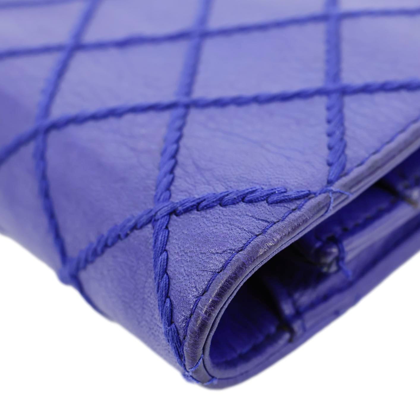 CHANEL Fancy CC Quilted Calfskin Leather Wallet On Chain Bag Royal Blue
