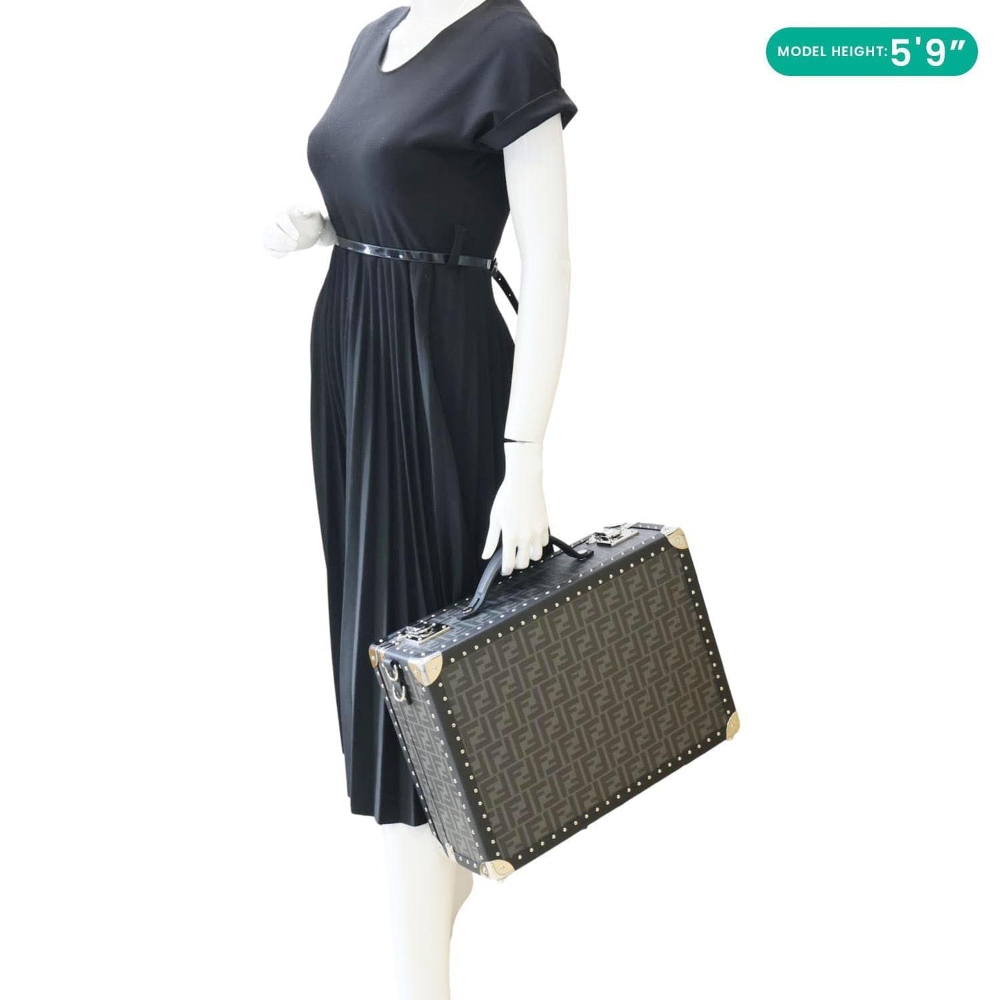 FENDI FF Logo Medium Zucca Canvas Rigid Suitcase Grey