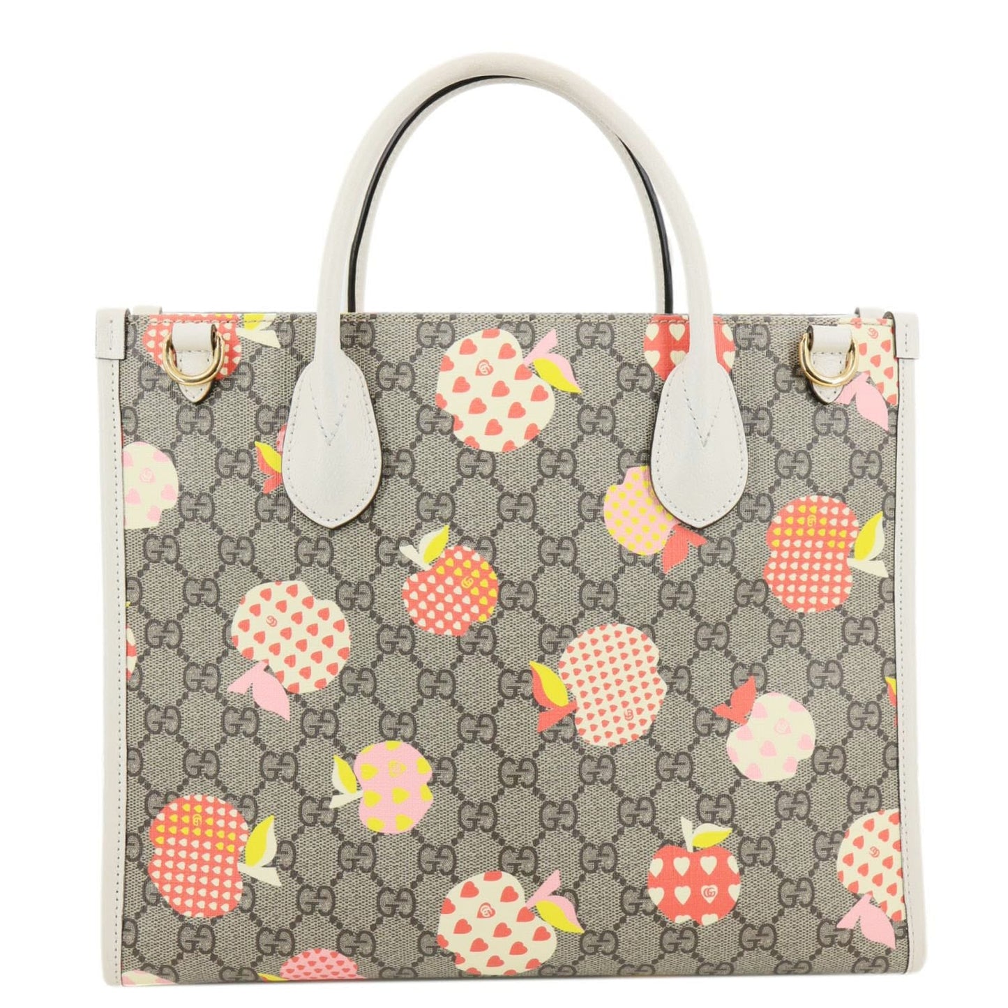 GUCCI Interlocking G Small GG Supreme Les Pommes Canvas Tote Bag Beige 659983
