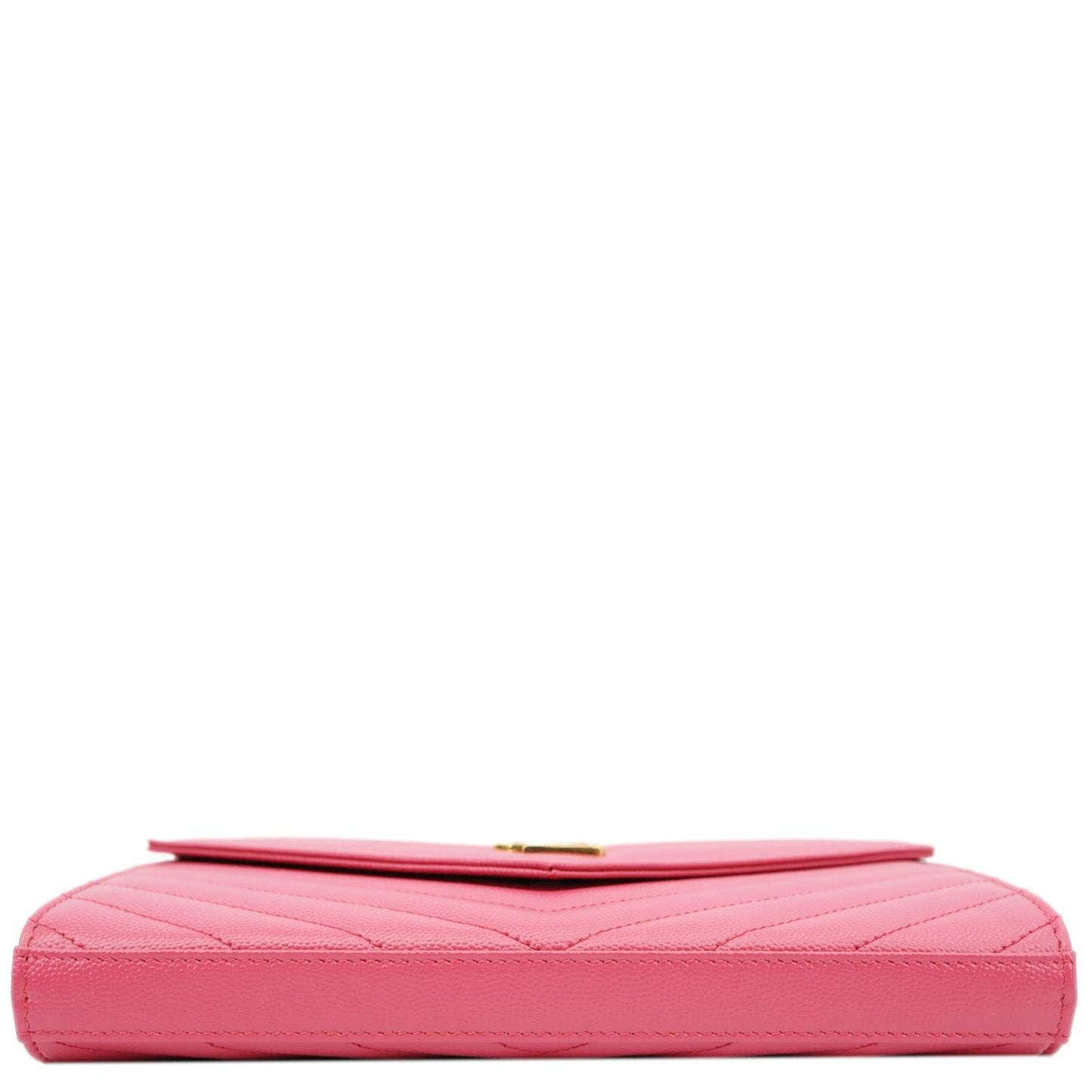 YVES SAINT LAURENT Cassandra Matelasse Grain De Poudre Chain Wallet Pink
