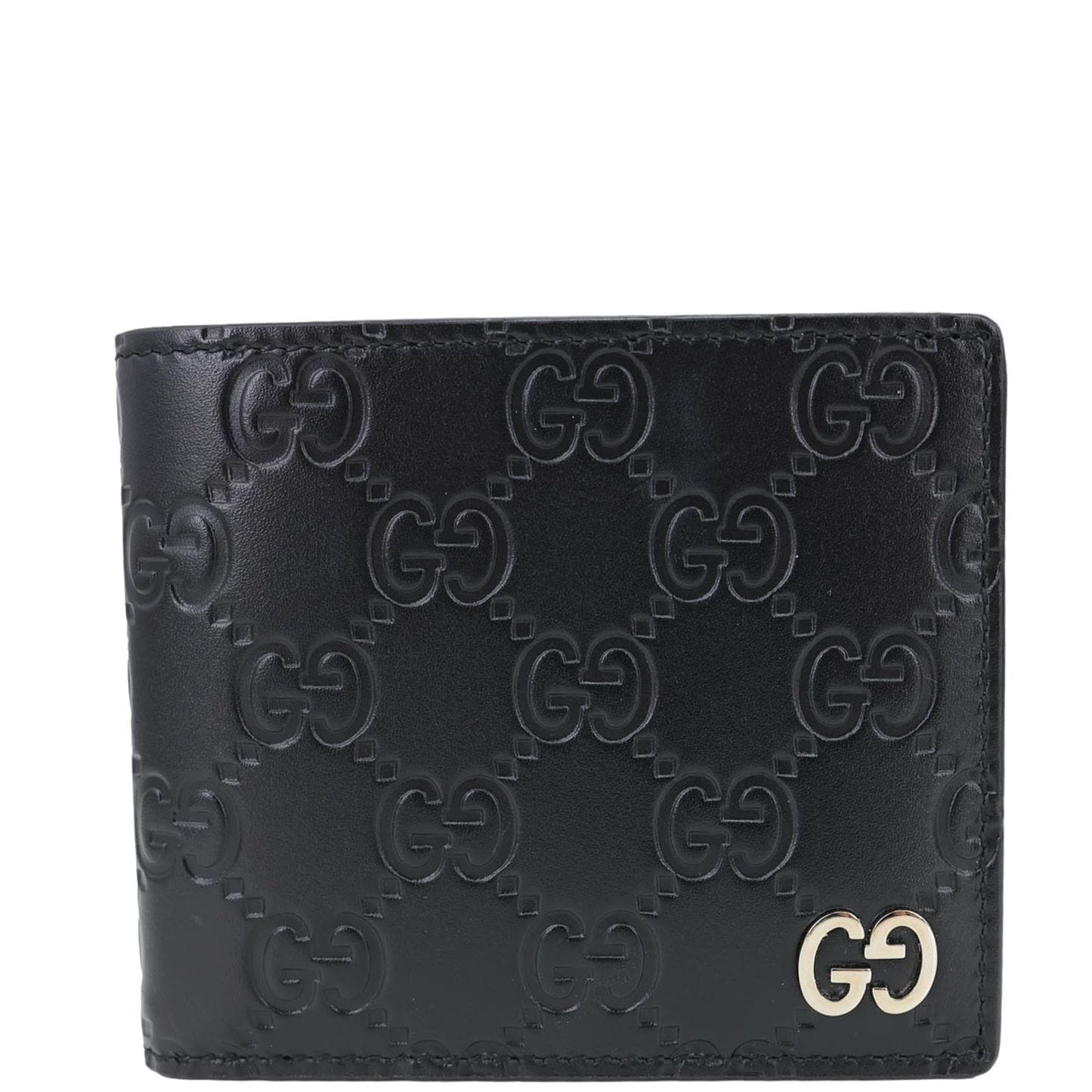 GUCCI GG Signature Leather Bifold Men's Wallet Black 473916