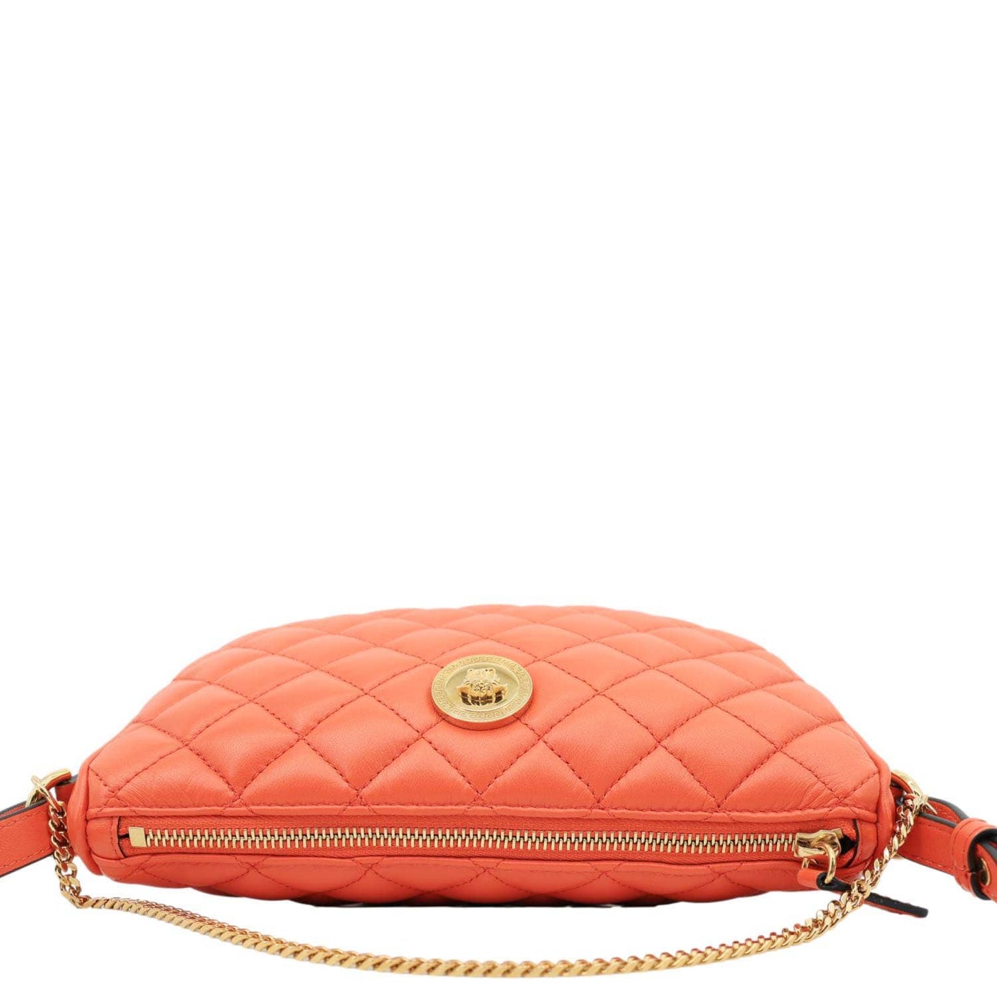 VERSACE La Medusa Body Quilted Leather Crossbody Bag Orange