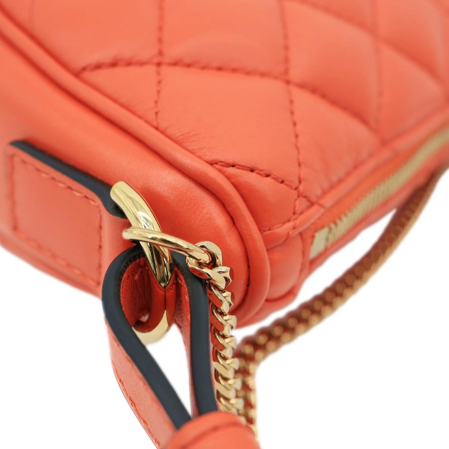 VERSACE La Medusa Body Quilted Leather Crossbody Bag Orange