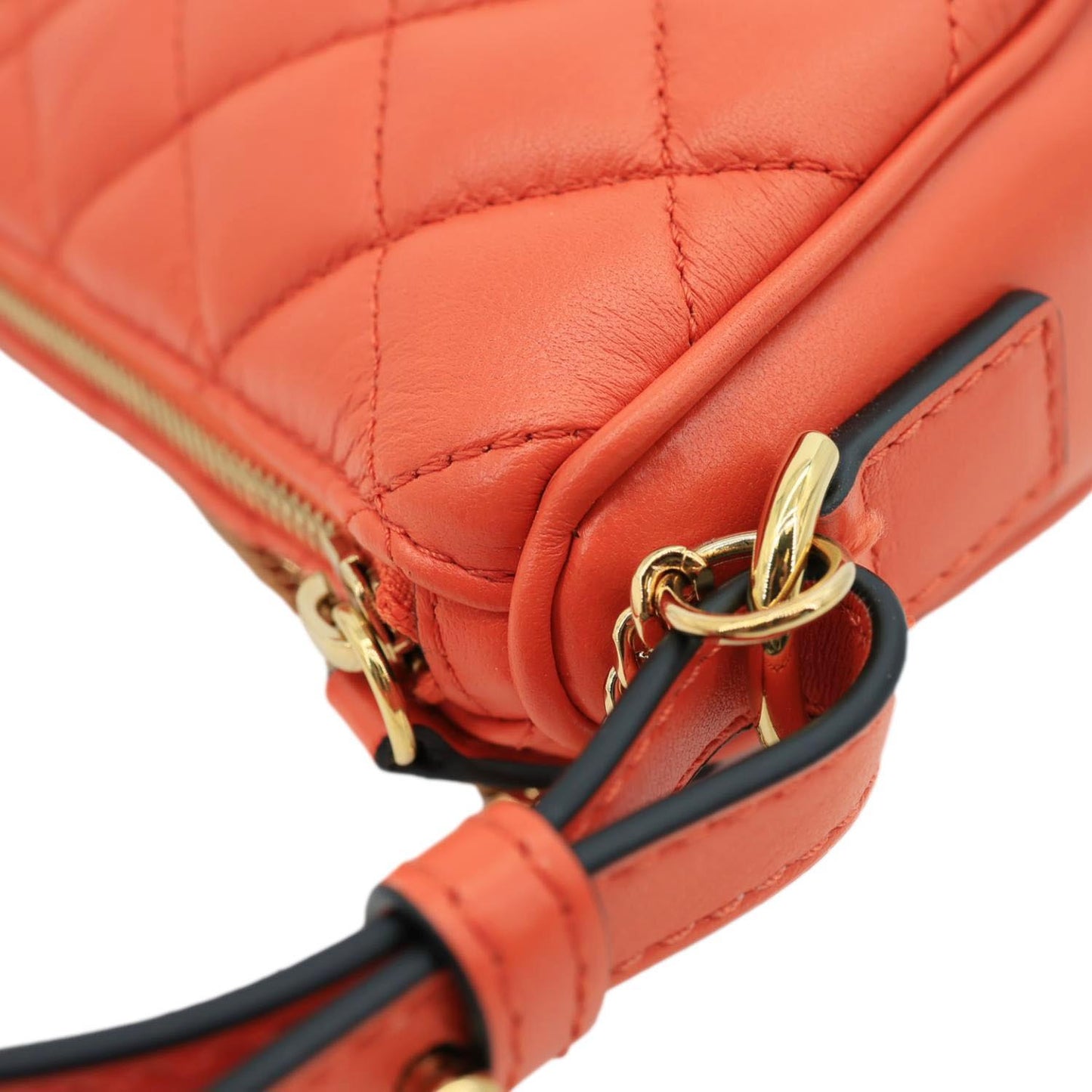 VERSACE La Medusa Body Quilted Leather Crossbody Bag Orange