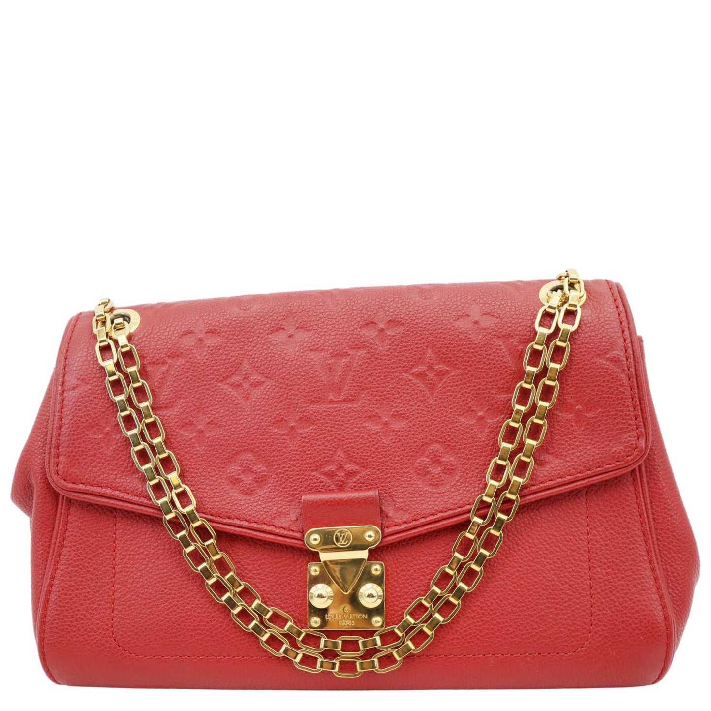 LOUIS VUITTON Saint Germain PM Monogram Empreinte Leather Shoulder Bag Cerise