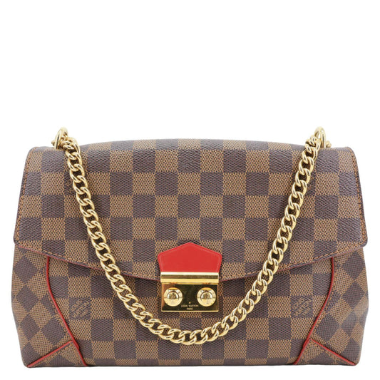 LOUIS VUITTON Caissa Damier Ebene Chain Clutch Shoulder Bag Brown