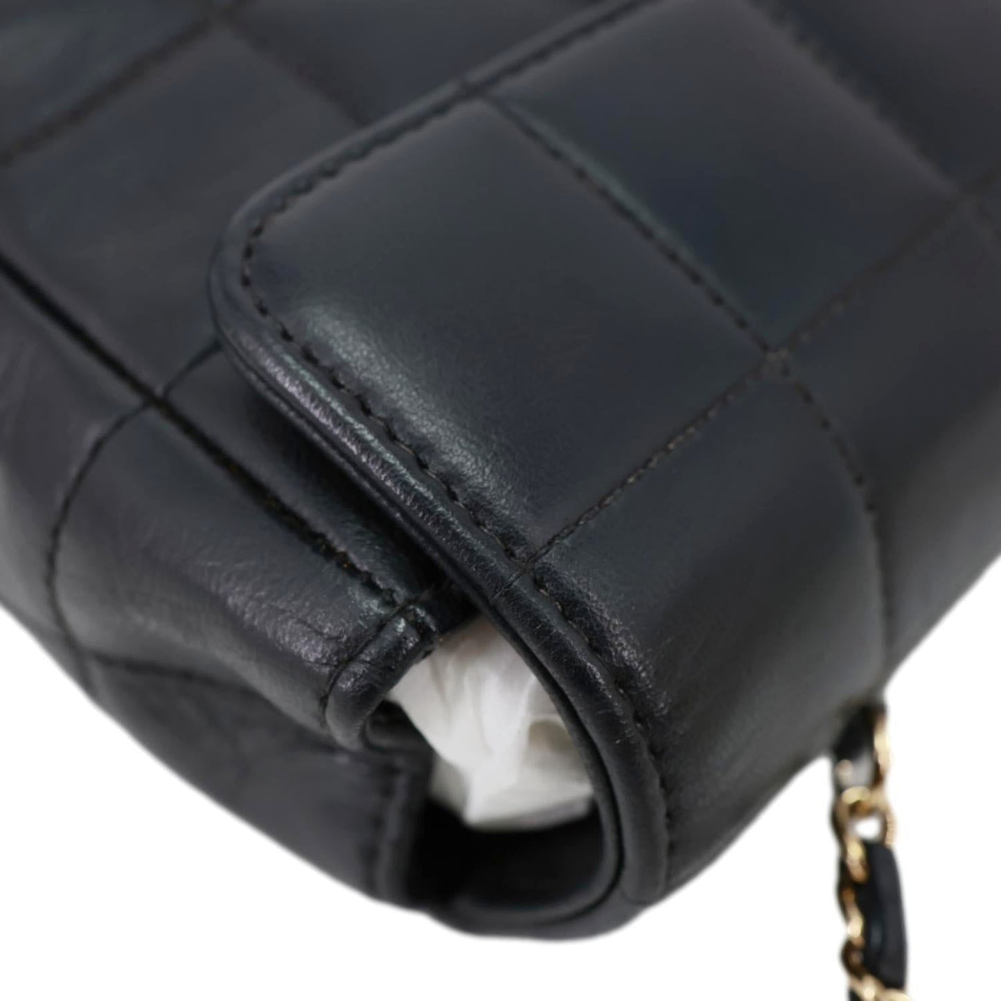 CHANEL Camellia Chocolate Bar Flap Mini Quilted Lambskin Leather Crossbody Bag Black