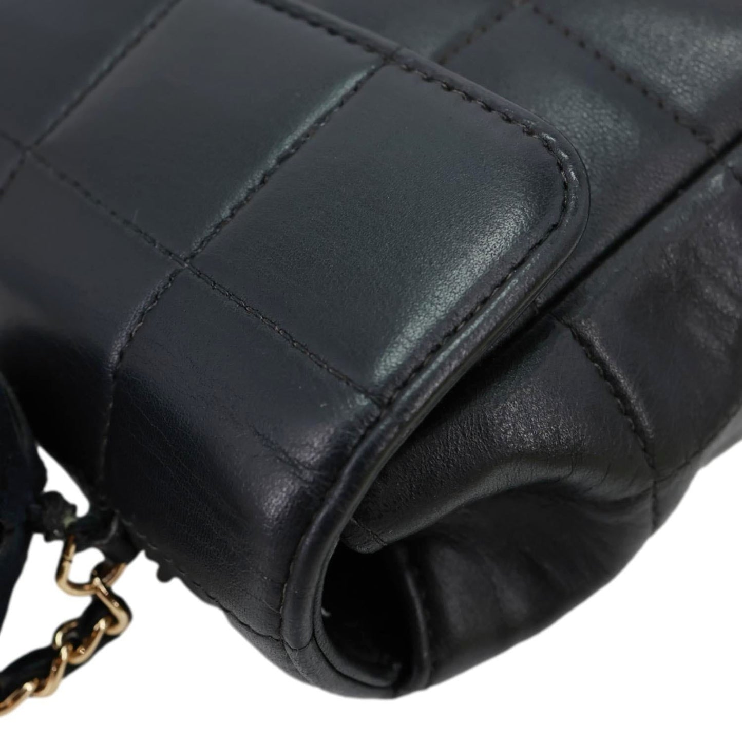 CHANEL Camellia Chocolate Bar Flap Mini Quilted Lambskin Leather Crossbody Bag Black