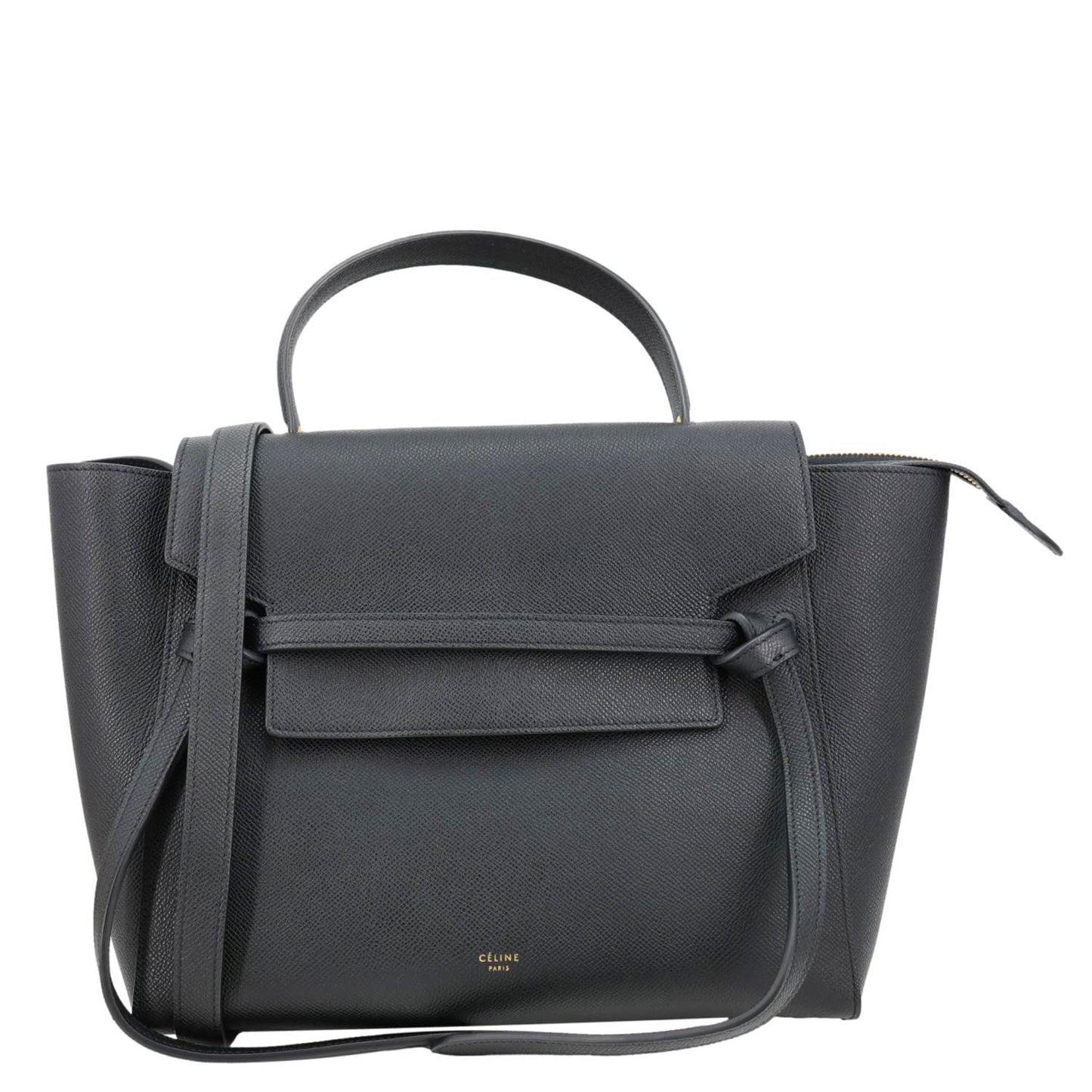 CELINE Belt Grained Calfskin Leather 2Way Shoulder Bag Black