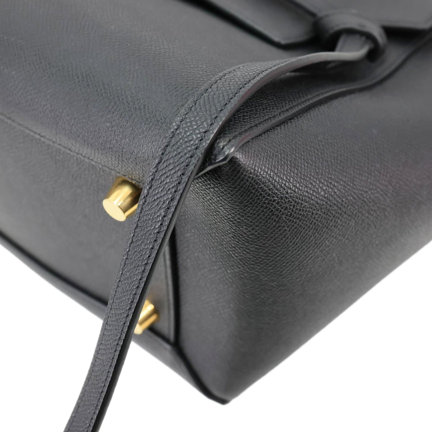 CELINE Belt Grained Calfskin Leather 2Way Shoulder Bag Black