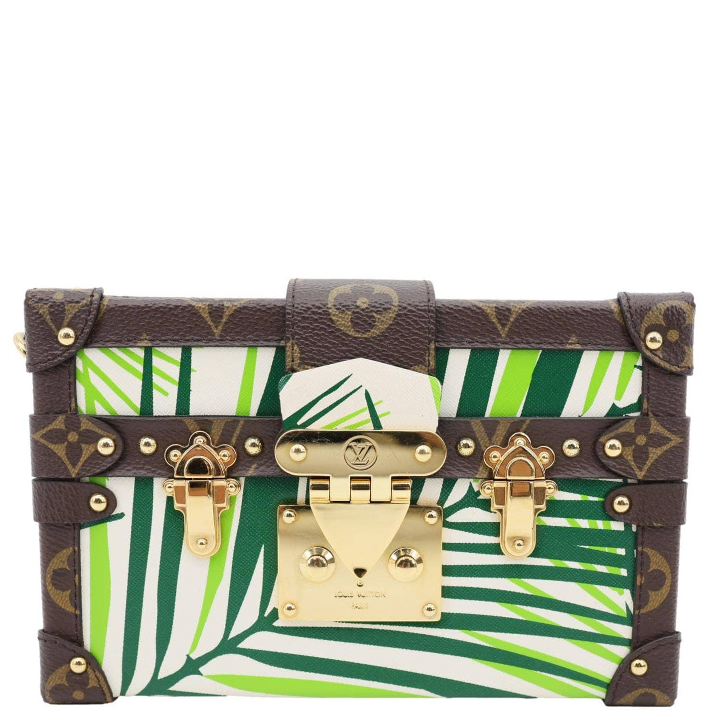 LOUIS VUITTON Petite Malle Palm Tree Monogram Canvas Shoulder Bag Multicolor