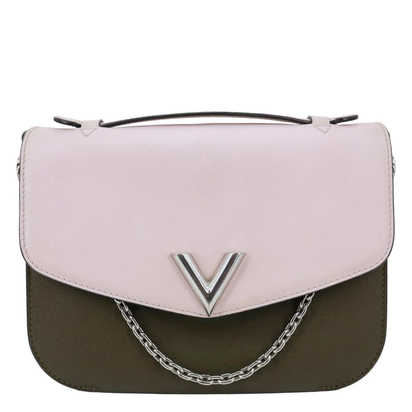 LOUIS VUITTON Very Calfskin Leather Saddle Shoulder Bag Khaki Green