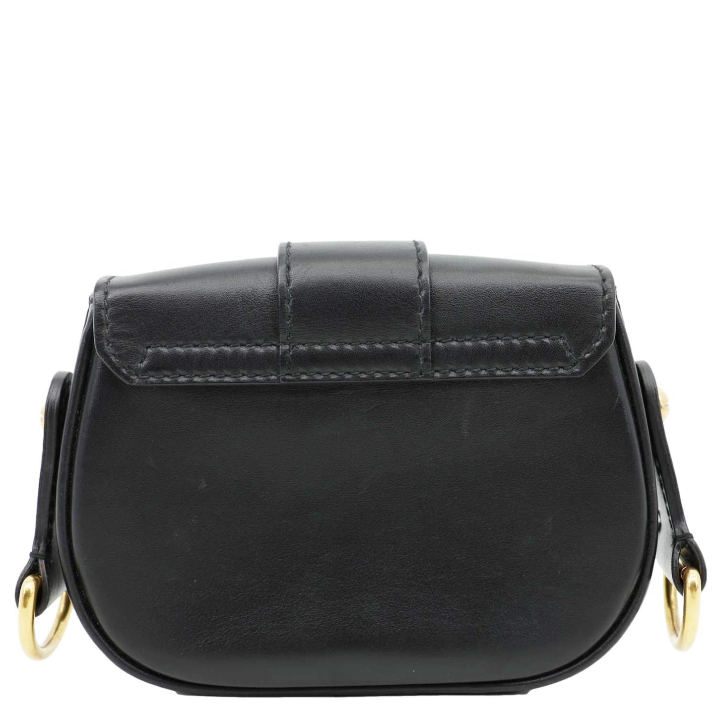 CHRISTIAN DIOR D Fence Small Calfskin Leather Saddle Bag Black