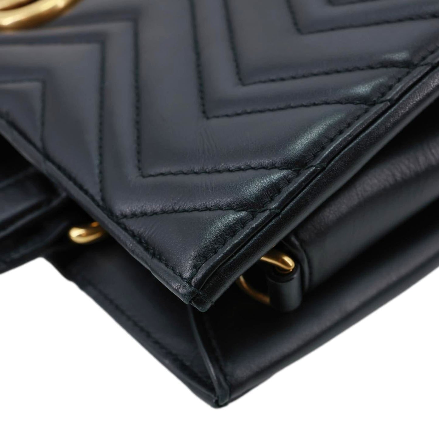GUCCI GG Marmont Medium Calfskin Matelasser Leather Tote Shoulder Bag Black 443505