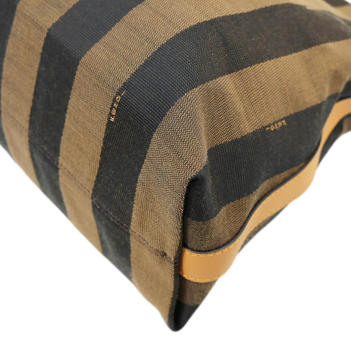 FENDI Pequin Stripe Canvas Hobo Bag Tobacco