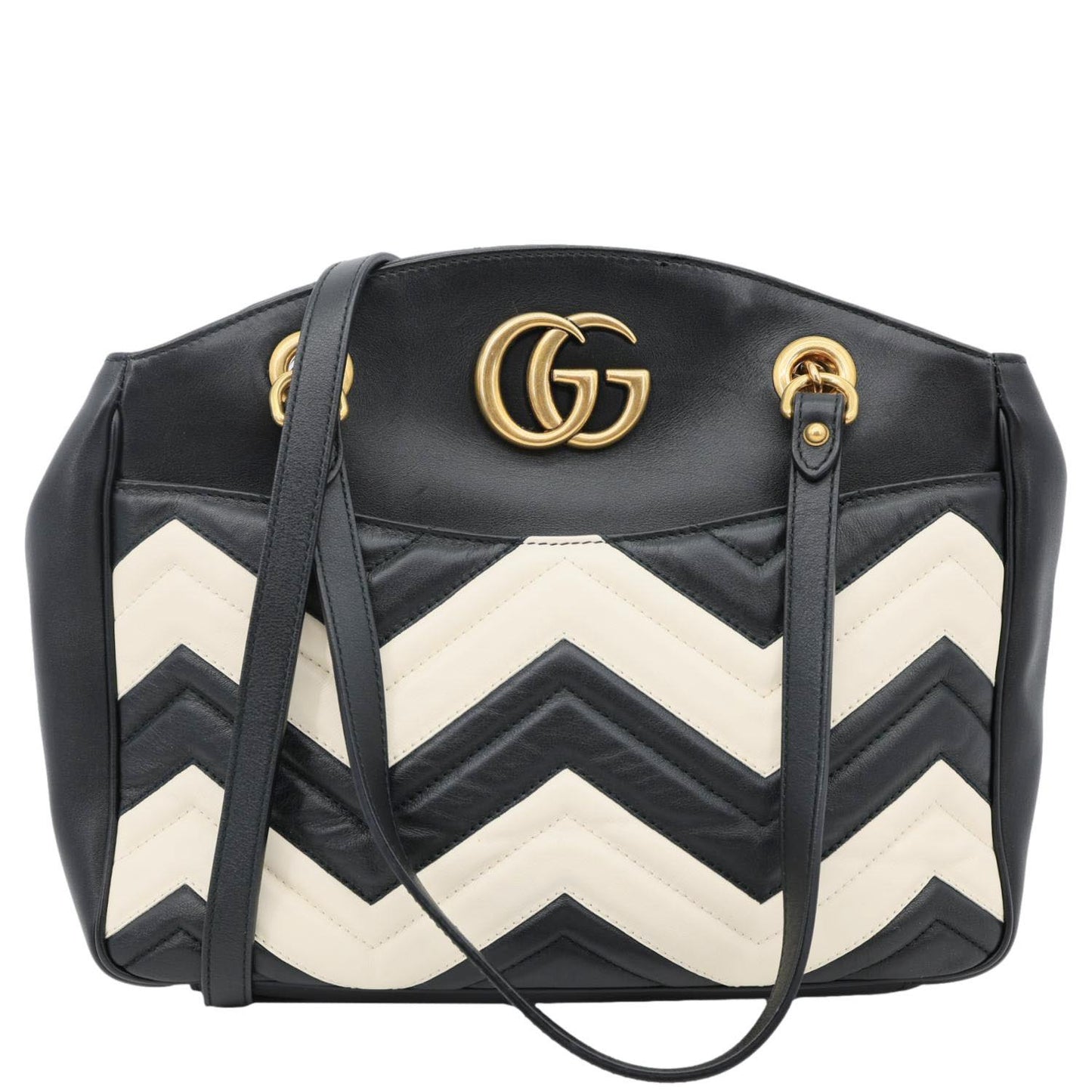 GUCCI GG Marmont Quilted Leather Chain Tote Bag Black 443501