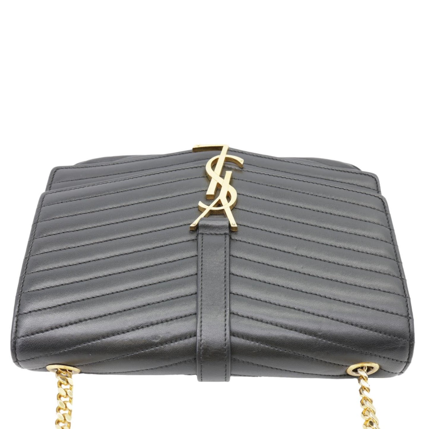 YVES SAINT LAURENT Sulpice Medium Matelasse Chevron Leather Crossbody Bag Black