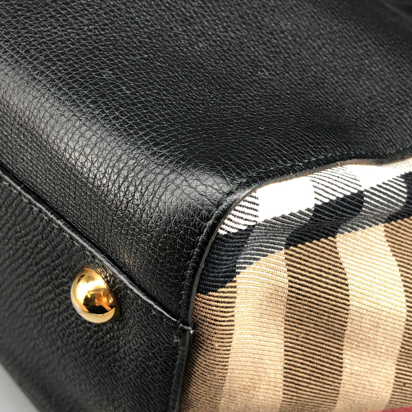 Burberry Check and Leather Tote Bag Beige
