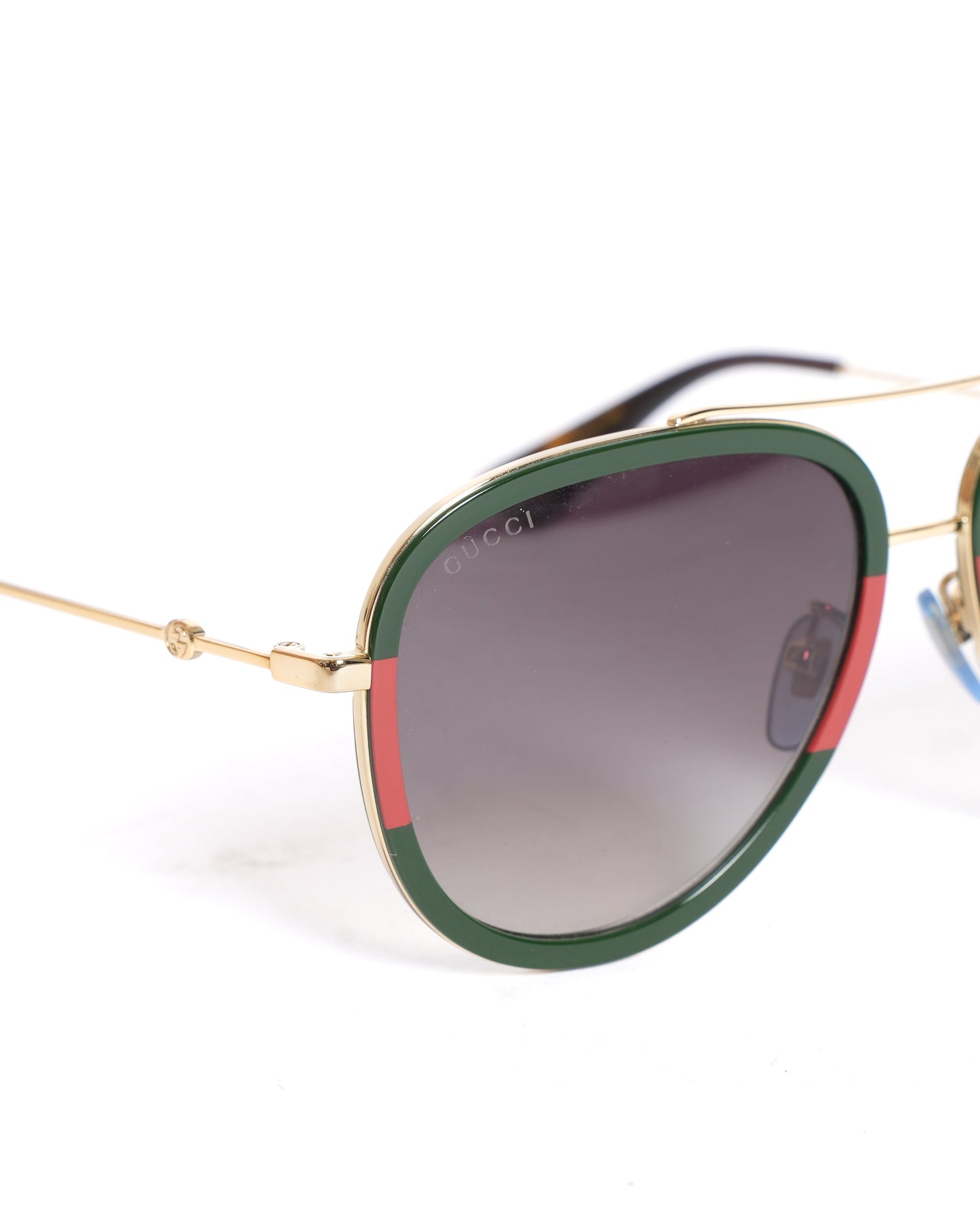 Gucci Red & Green Web Aviator Sunglasses