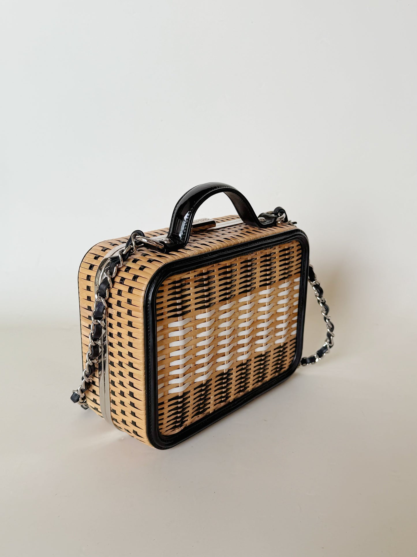 Chanel Raffia Patent CC Filigree Vanity Case