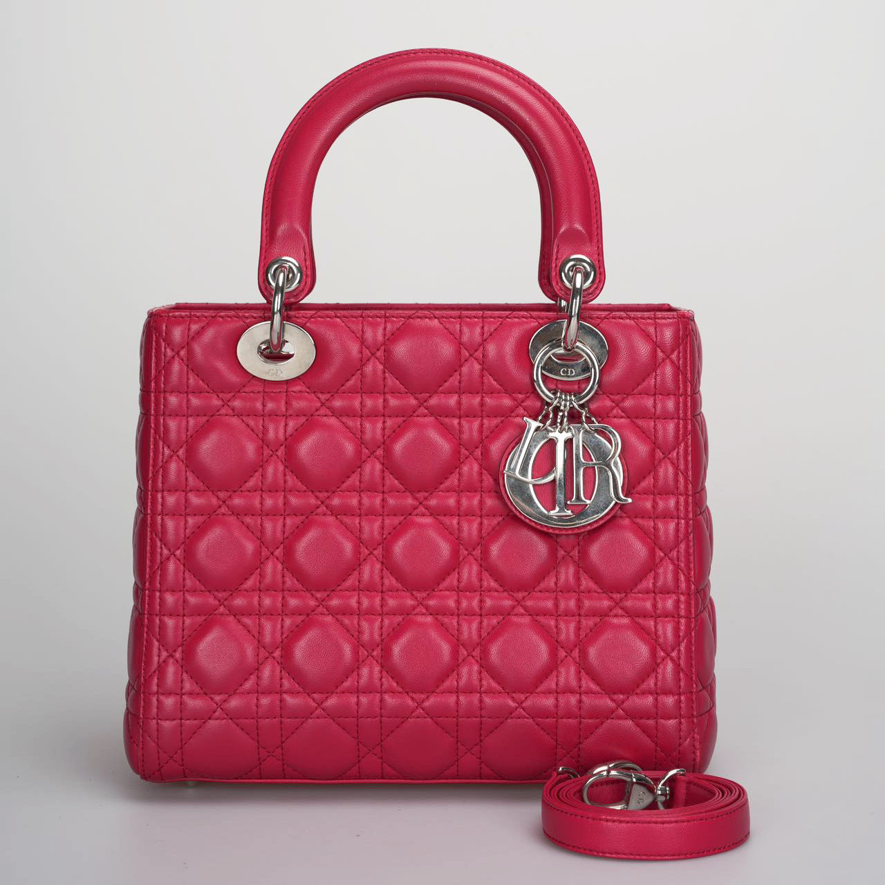 Christian Dior Lady Dior Bag Medium Red Cannage Lambskin Handbag